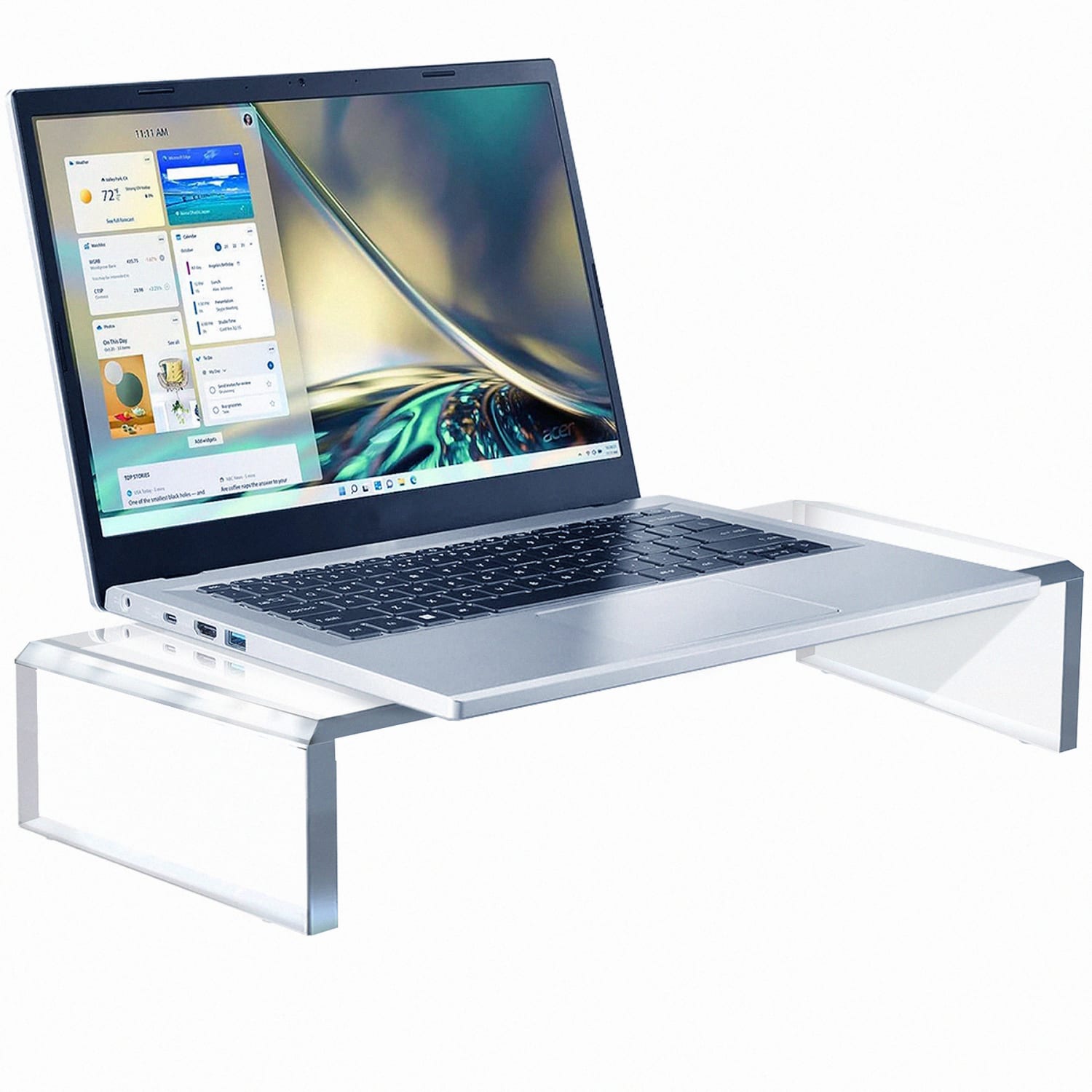 Azar Displays Acrylic Monitor Riser, 4-1/2inH x 15inW x 7-3/4inD, Clear - Image 5