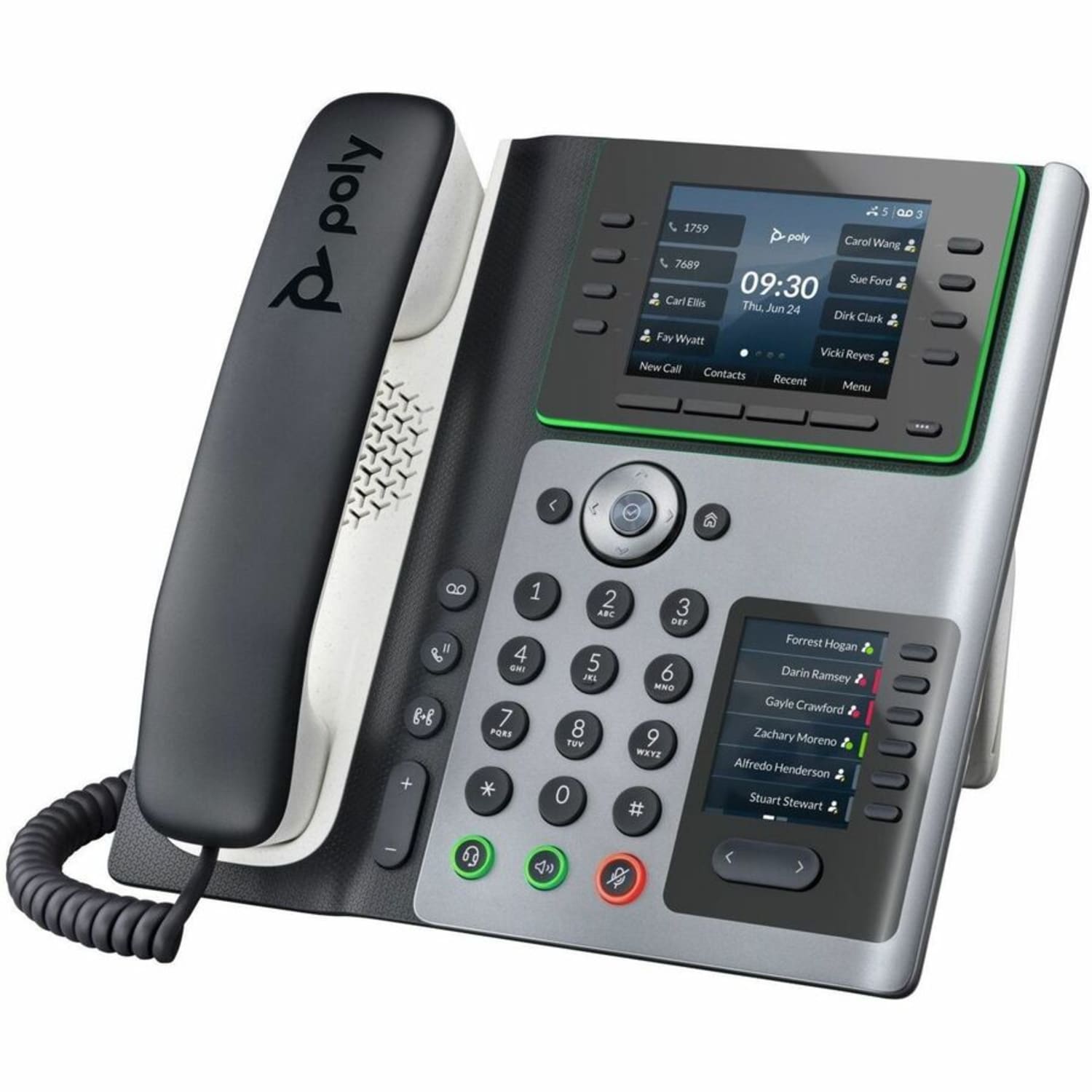 Poly Edge E400 IP Phone - Corded - Corded - Desktop - TAA Compliant - VoIP - 2 x Network (RJ-45) - PoE Ports - Image 3