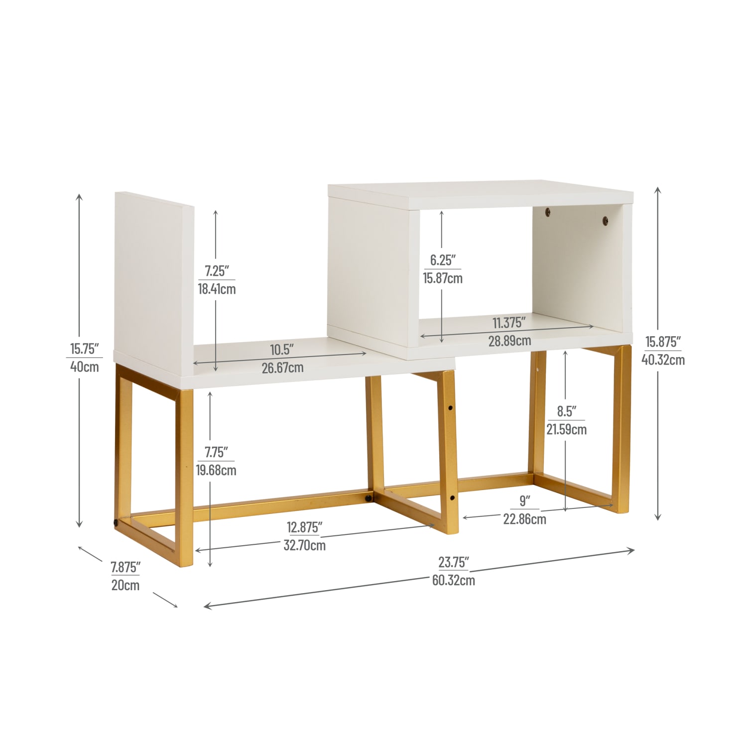 Mind Reader 5-Compartment Desktop Bookshelf, 15-3/4inH x 7-7/8inW x 23-2/3inD, White - Image 4