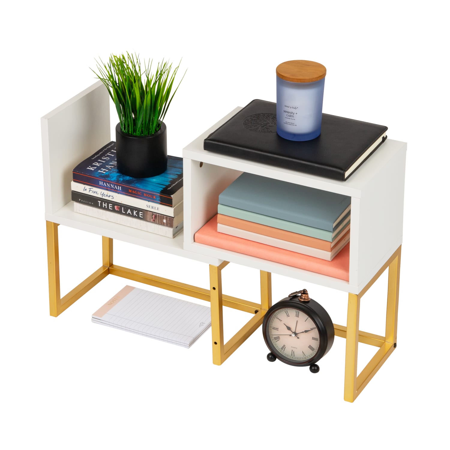 Mind Reader 5-Compartment Desktop Bookshelf, 15-3/4inH x 7-7/8inW x 23-2/3inD, White - Image 5