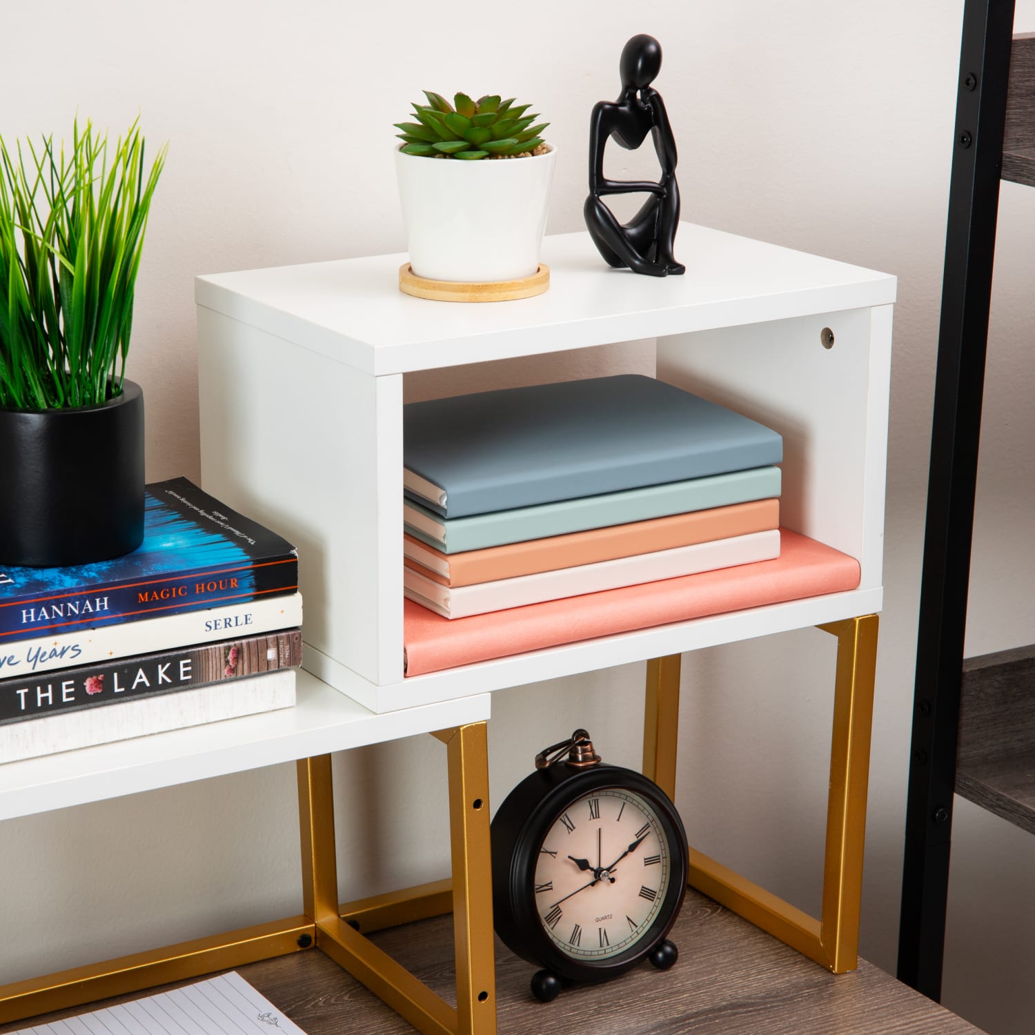 Mind Reader 5-Compartment Desktop Bookshelf, 15-3/4inH x 7-7/8inW x 23-2/3inD, White - Image 6
