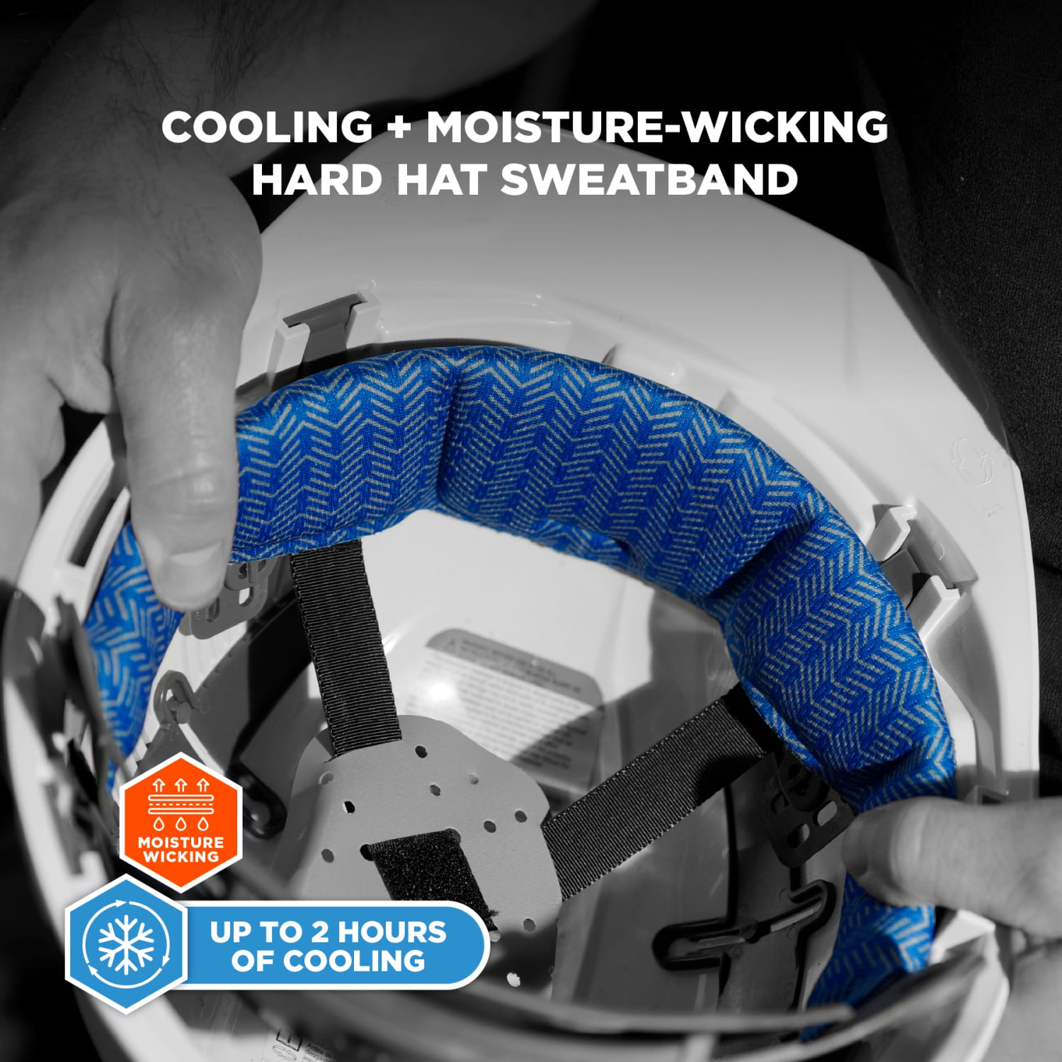 Ergodyne Chill-Its 6611 Hard Hat Cooling Sweatband Pads, Blue, Pack Of 3 Pads - Image 3