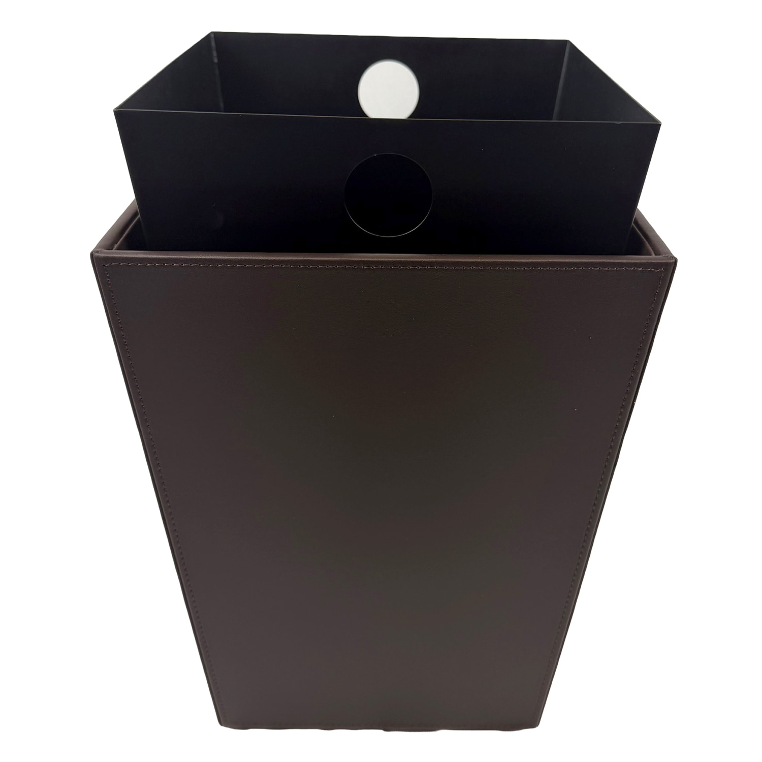 Hospitality Source Wood/Metal Waste Bins, 9-1/2in x 9-1/2in x 12-1/2in, Mocha Brown, Set Of 6 Bins - Image 3