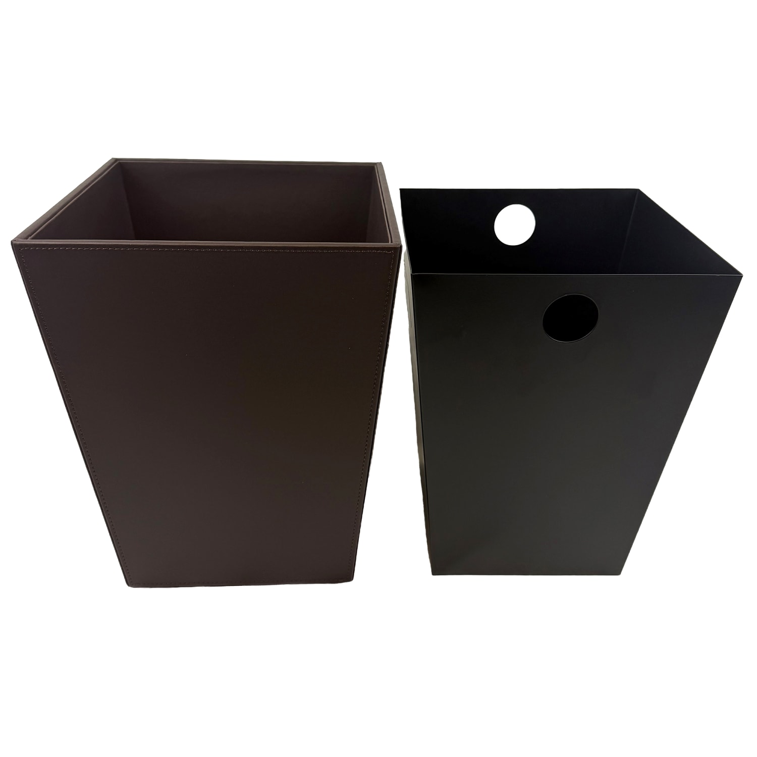 Hospitality Source Wood/Metal Waste Bins, 9-1/2in x 9-1/2in x 12-1/2in, Mocha Brown, Set Of 6 Bins - Image 6