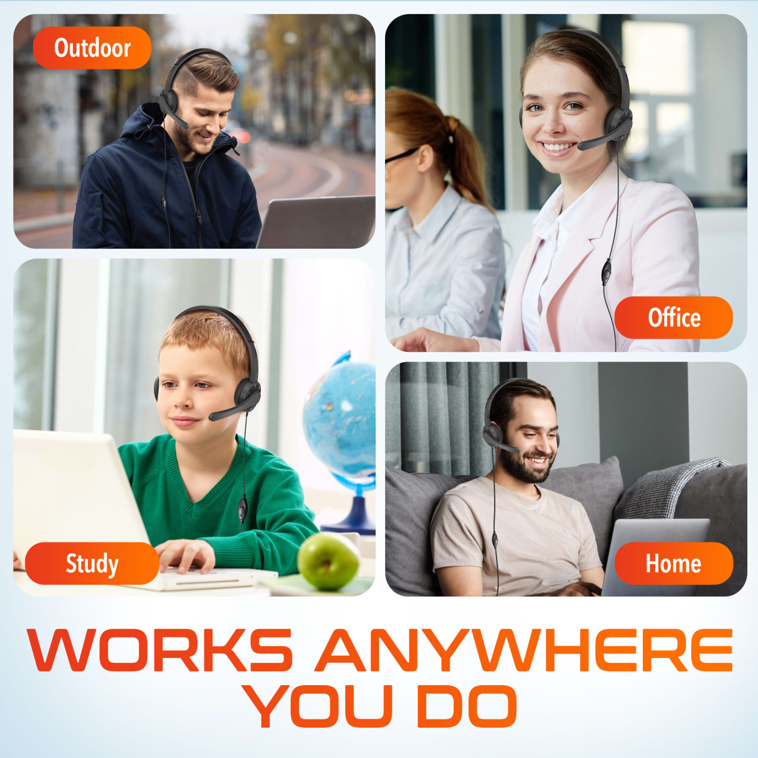 Delton 12Y Stereo On-Ear USB Type-A Headset, Black, Total Qty 1 - Image 3