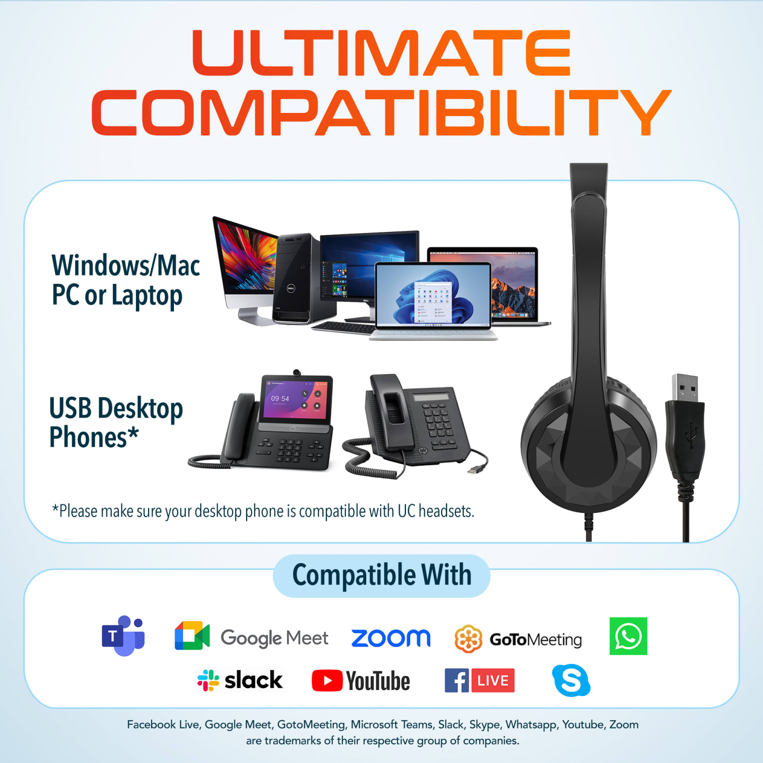 Delton 12Y Stereo On-Ear USB Type-A Headset, Black, Total Qty 1 - Image 5
