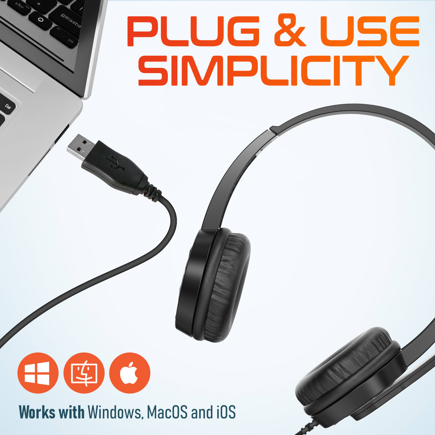 Delton 12Y Stereo On-Ear USB Type-A Headset, Black, Total Qty 1 - Image 6