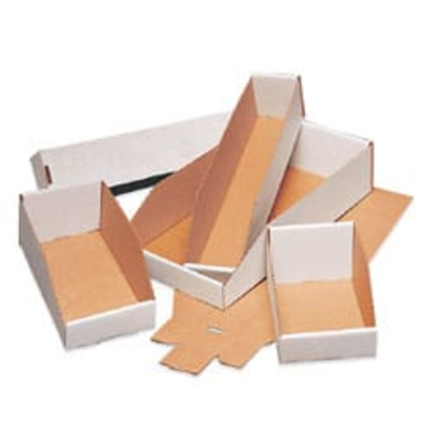 Partners Brand Open Top Bin Boxes, 6in x 18in x 4 1/2in, White, Case Of 50