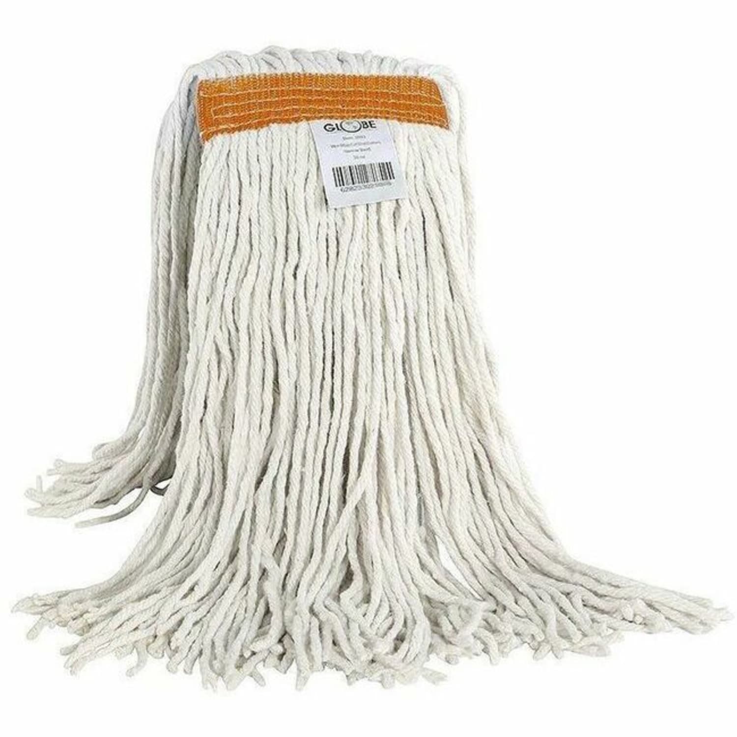 Globe Commercial Products Cot-Pro Cotton Narrow Band Wet Cut End Mop, 20 Oz, 7in x 18in, White - Image 3