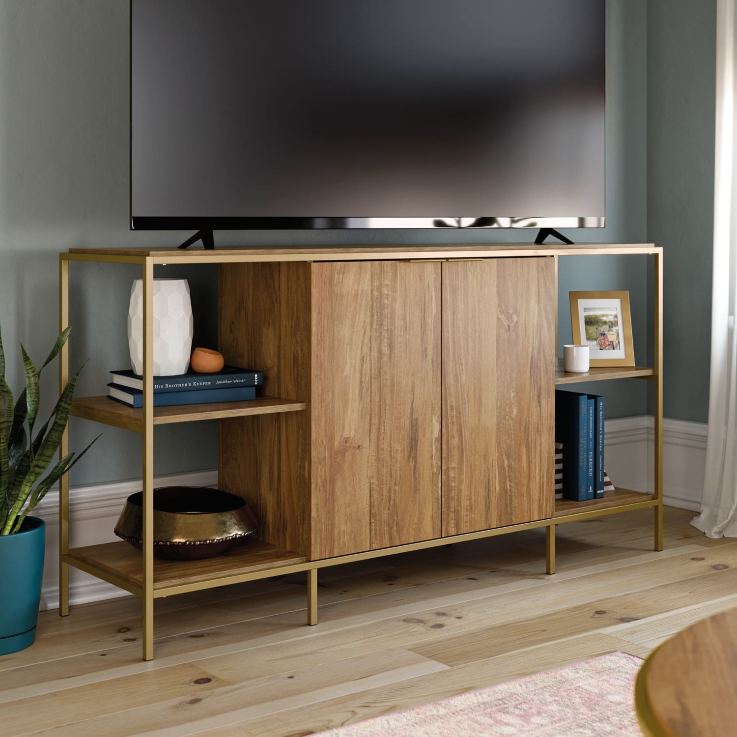Sauder International Lux Entertainment Credenza For 65in TVs, Sindoori Mango - Image 4