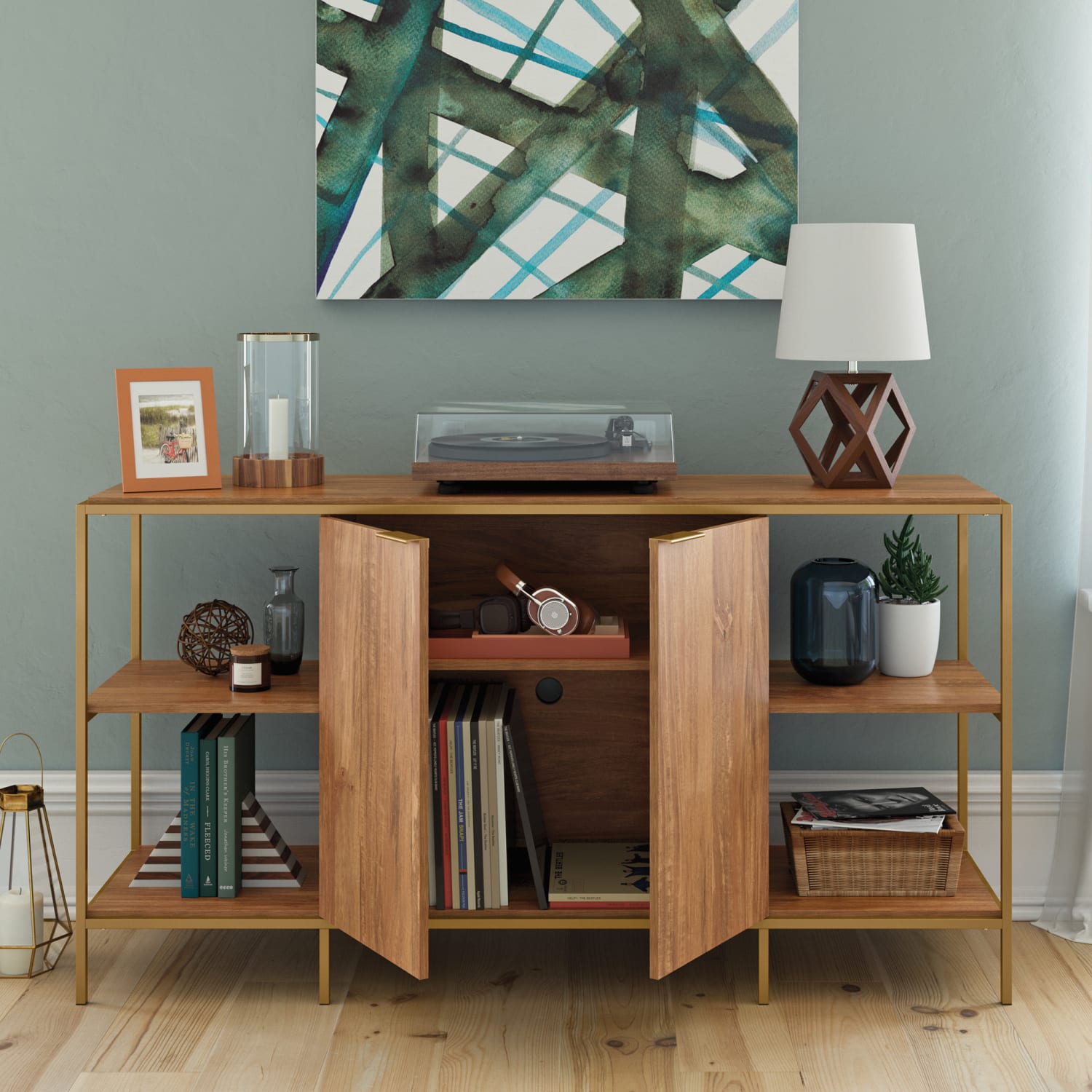 Sauder International Lux Entertainment Credenza For 65in TVs, Sindoori Mango - Image 5