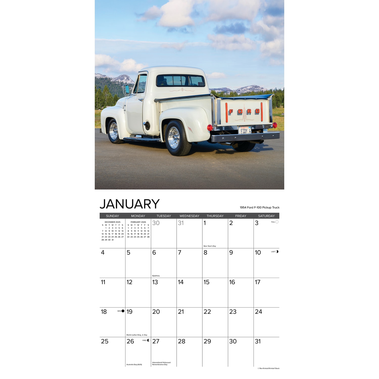 2026 Willow Creek Press Art & Design Monthly Wall Calendar, 12in x 12in, Classic Pickups, January To December, 50767 - Image 3