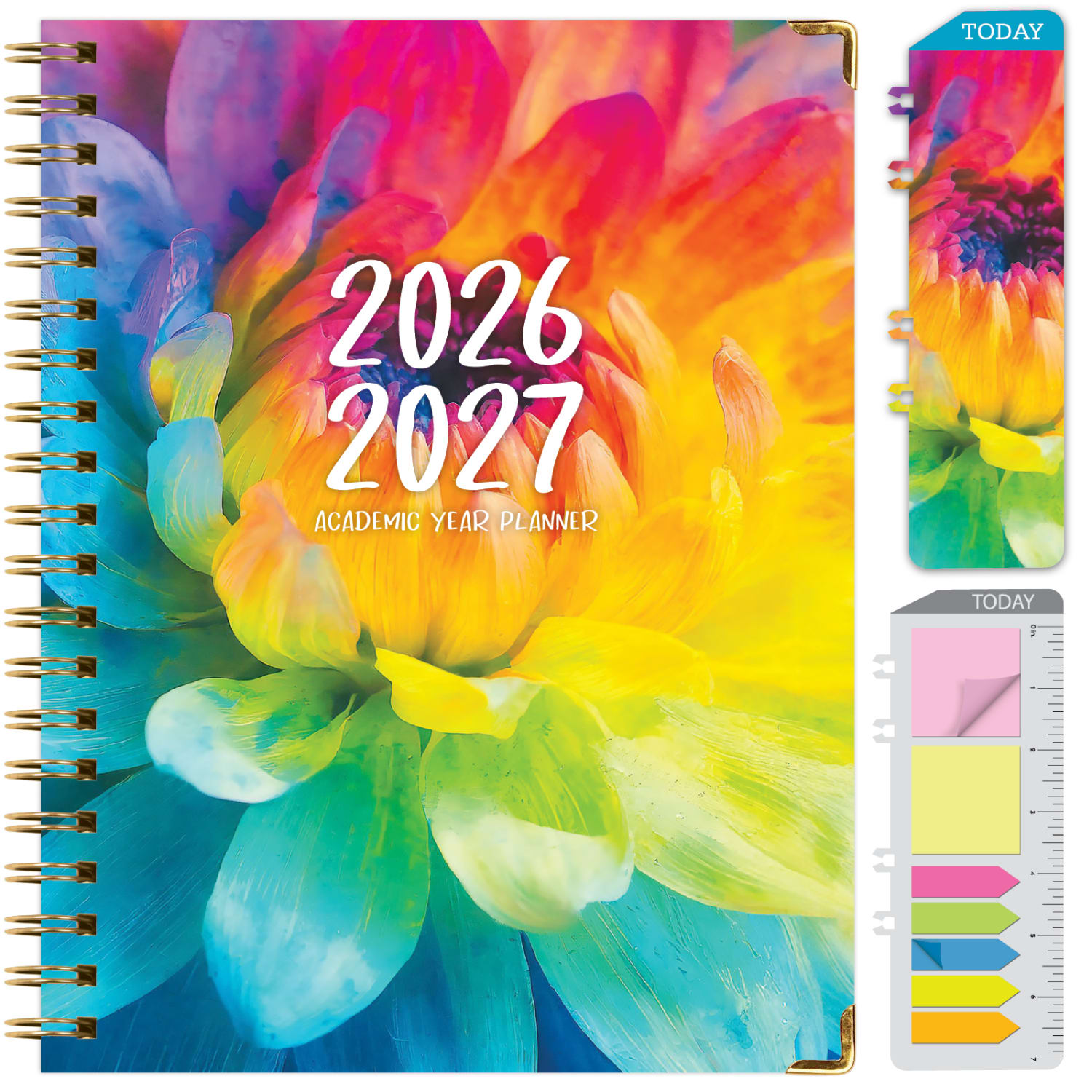 2026-2027 Excello Brands 14-Month Academic Year Hardcover Weekly/Monthly Fashion Planner, 8-1/2in x 11in, Rainbow Petals, May To June, Total Qty 1 - Image 3