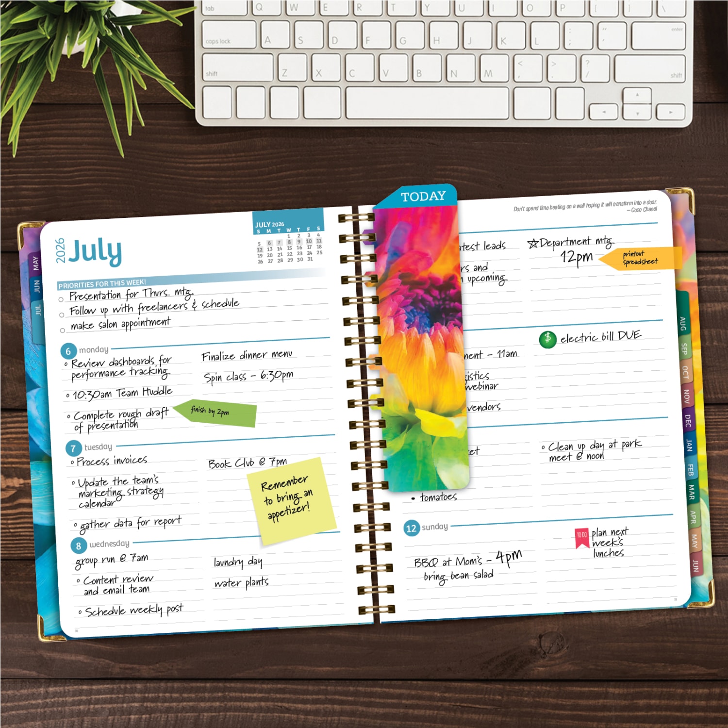 2026-2027 Excello Brands 14-Month Academic Year Hardcover Weekly/Monthly Fashion Planner, 8-1/2in x 11in, Rainbow Petals, May To June, Total Qty 1 - Image 4