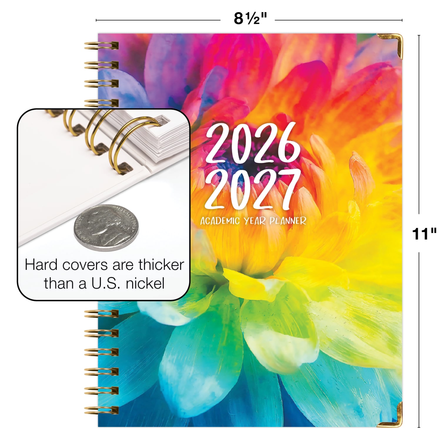 2026-2027 Excello Brands 14-Month Academic Year Hardcover Weekly/Monthly Fashion Planner, 8-1/2in x 11in, Rainbow Petals, May To June, Total Qty 1 - Image 5