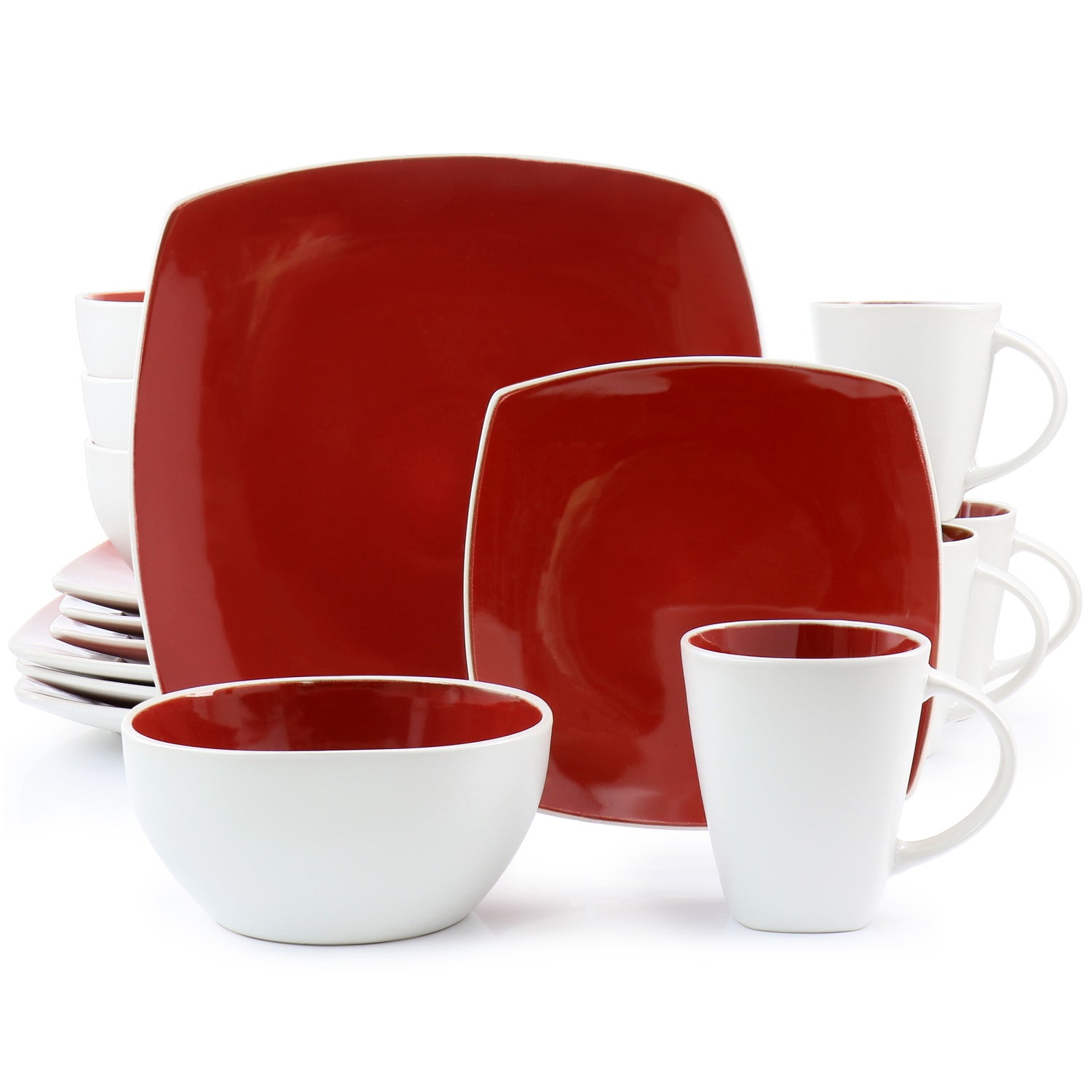 Gibson Elite Soho Lounge 16-Piece Stoneware Dinnerware Set, Red - Image 4