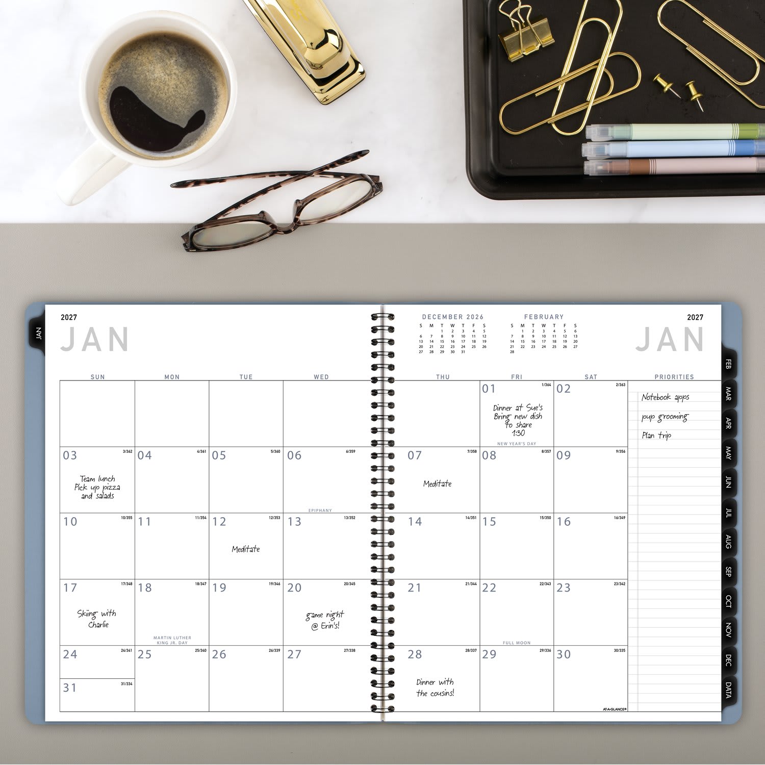 AT-A-GLANCE Contemporary 2027 Monthly Planner, Drizzle, Large, 9in x 11in - Image 3
