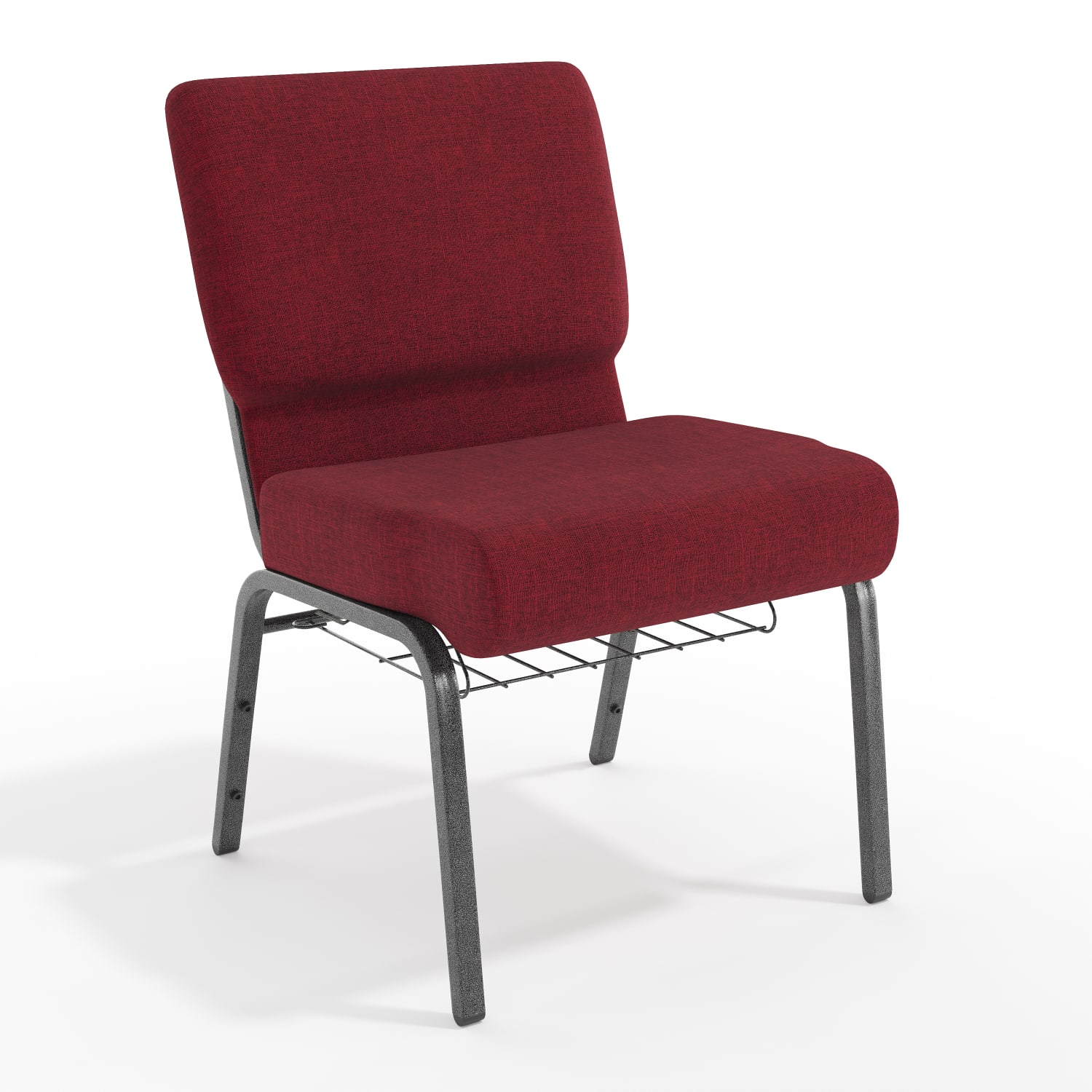 Flash Furniture HERCULES Series Church Chair With Book Rack, Crimson/Silver Vein