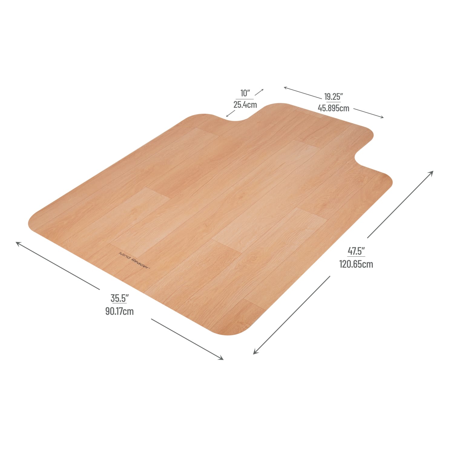 Mind Reader Office Chair Mat with Lip, Hardwood Floors, 47-1/2 x 35-1/2, PVC, Woodtone - Image 4