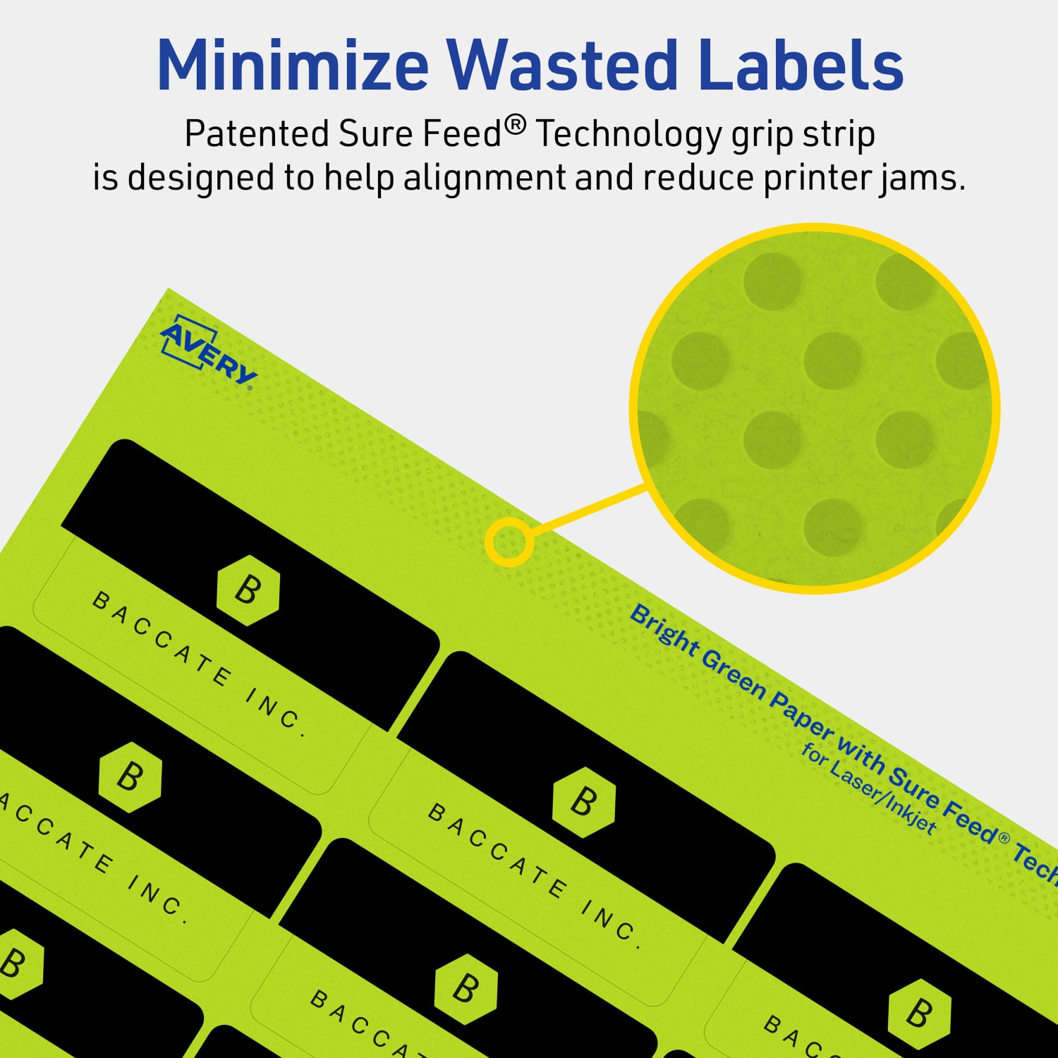 Avery Print-To-The-Edge Labels With Sure Feed Technology And Easy Peel, 94227-BGP20, Rectangle, 1-1/4in x 2-3/8in, Matte Bright Green, Pack of 360 - Image 5