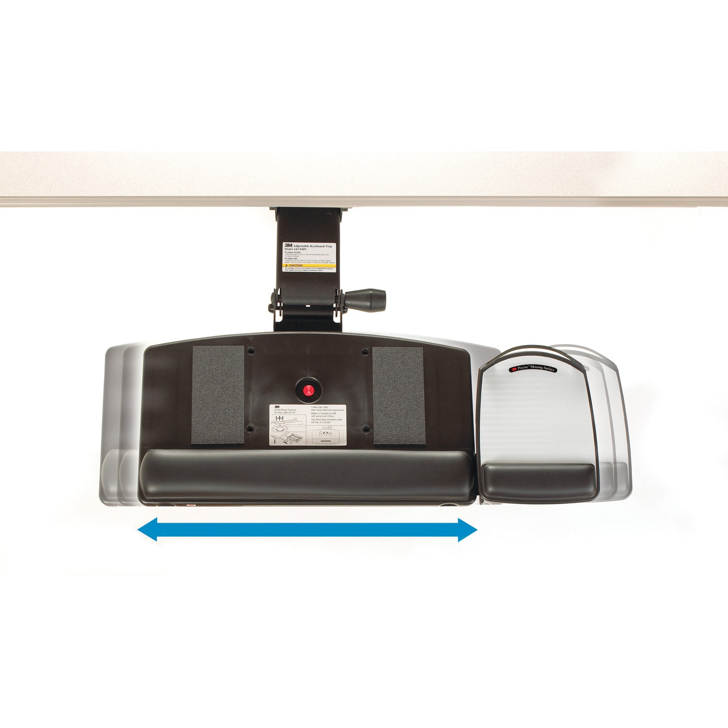3M Underdesk Knob-Adjustable Keyboard Tray, Black, T32809 - Image 6