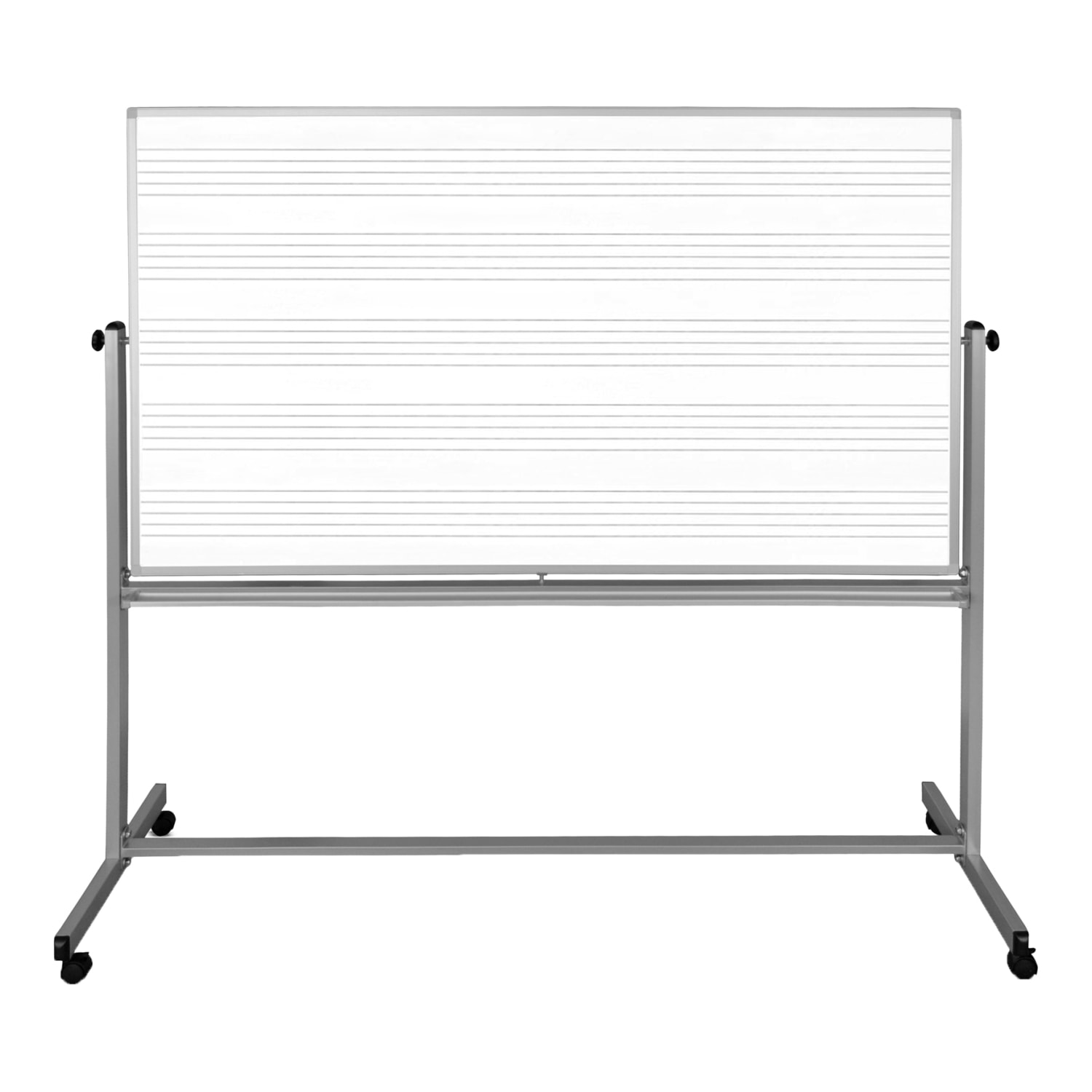 Luxor Magnetic Double-Sided Mobile Music Dry-Erase Whiteboard, 72in x 48in, Aluminum Frame With Silver Finish, MB7248MW