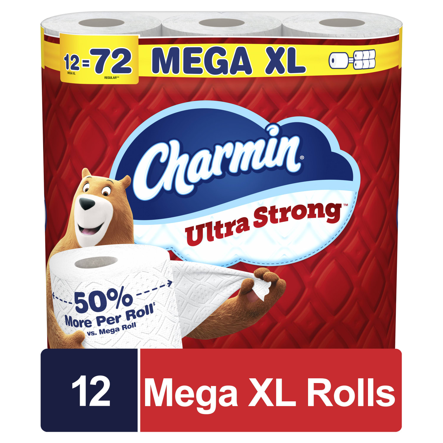 Charmin Ultra Strong 2-Ply Toilet Paper, 110ft, White, 12 Mega XL Rolls Per Pack, Case Of 4 Packs - Image 4