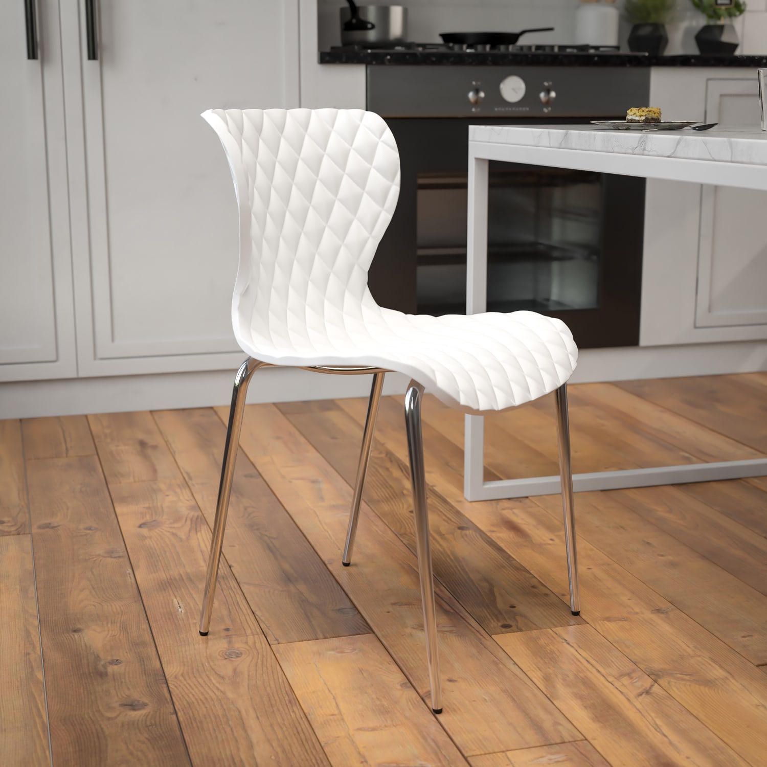 Flash Furniture Lowell Contemporary Design Plastic Stack Chair, White - Image 3