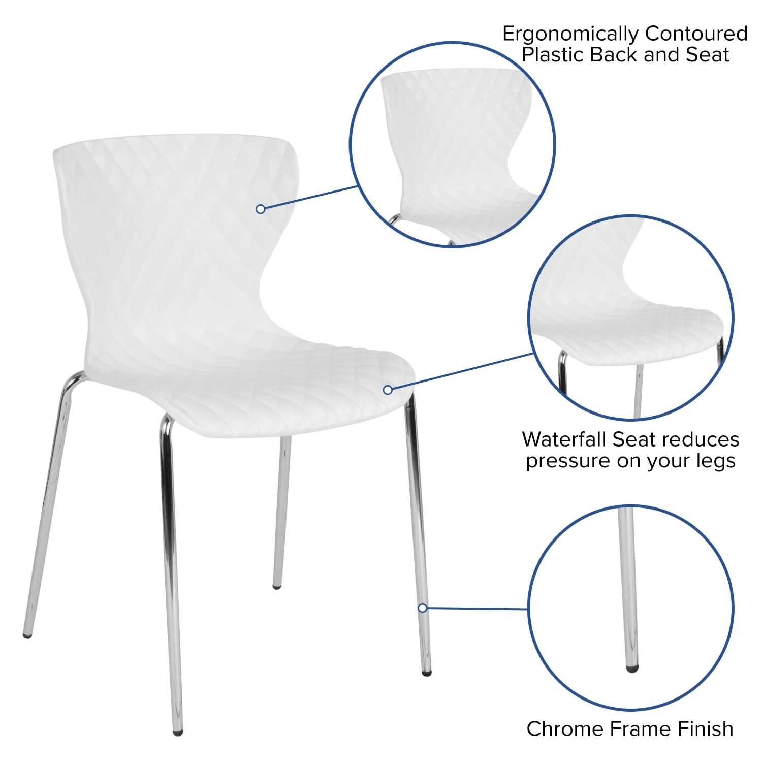 Flash Furniture Lowell Contemporary Design Plastic Stack Chair, White - Image 4