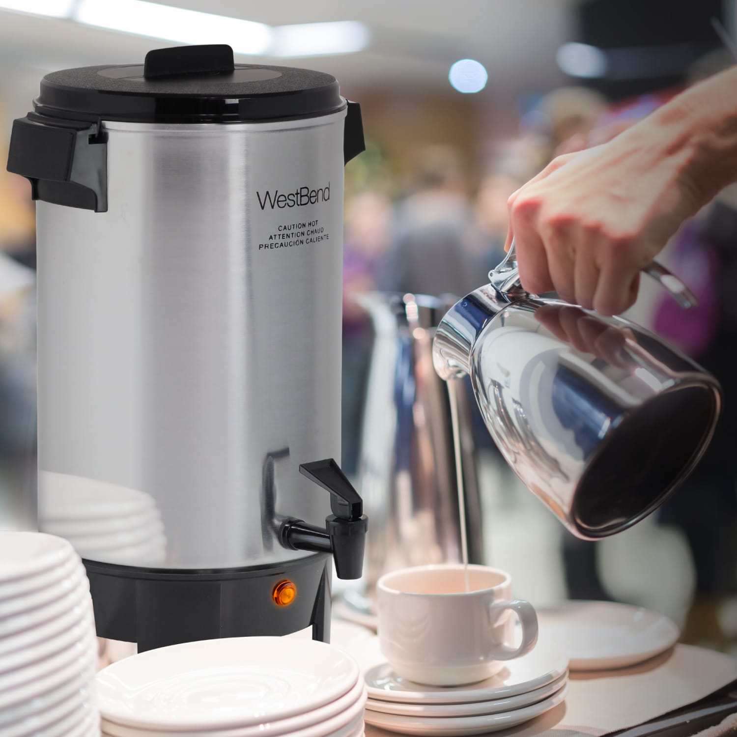 West Bend 30-Cup Polished Coffee Urn, Silver - Image 4