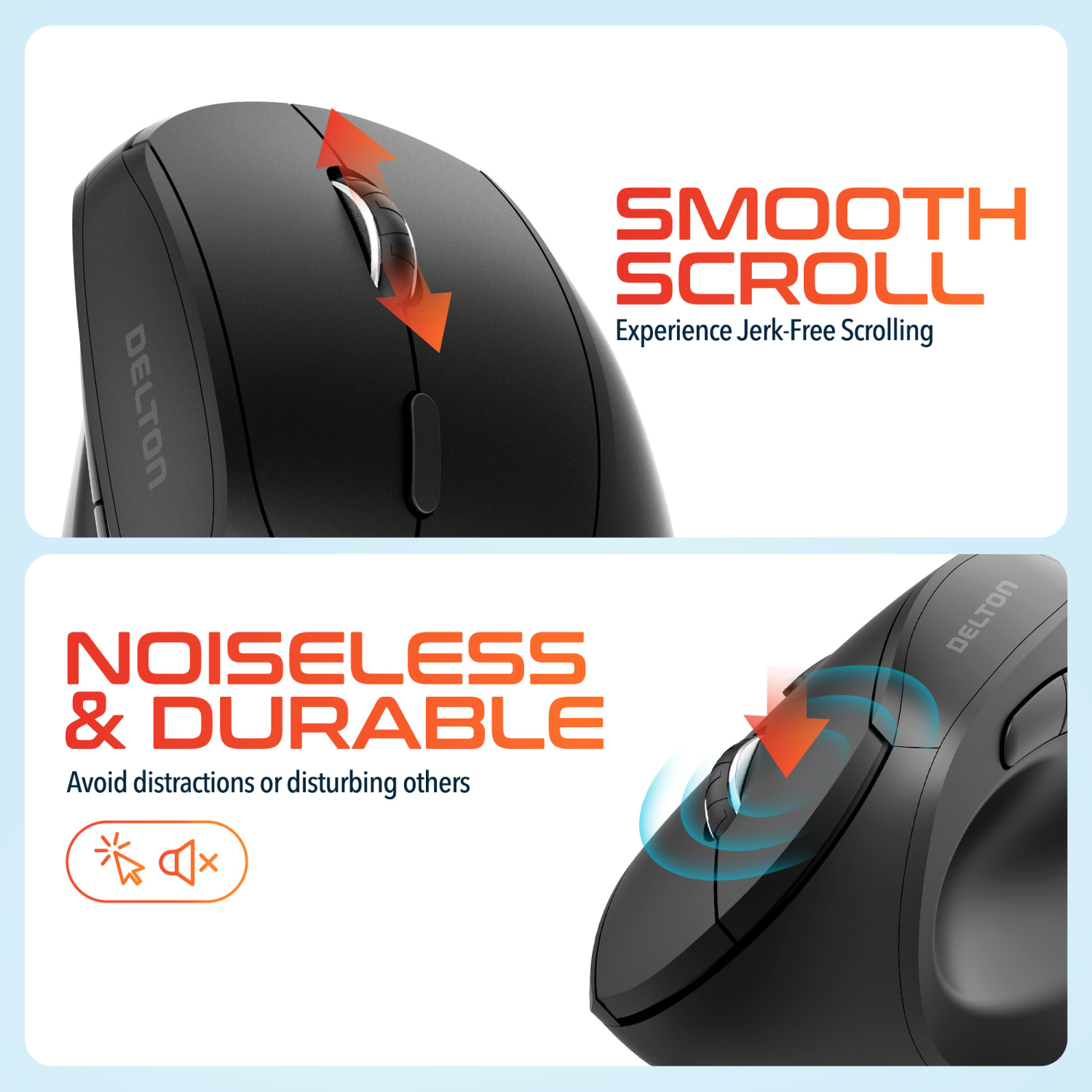 Delton Wireless Mechanical Keyboard with Wrist Rest and Vertical Computer Mouse Combo, Black, Total Qty 1 - Image 6