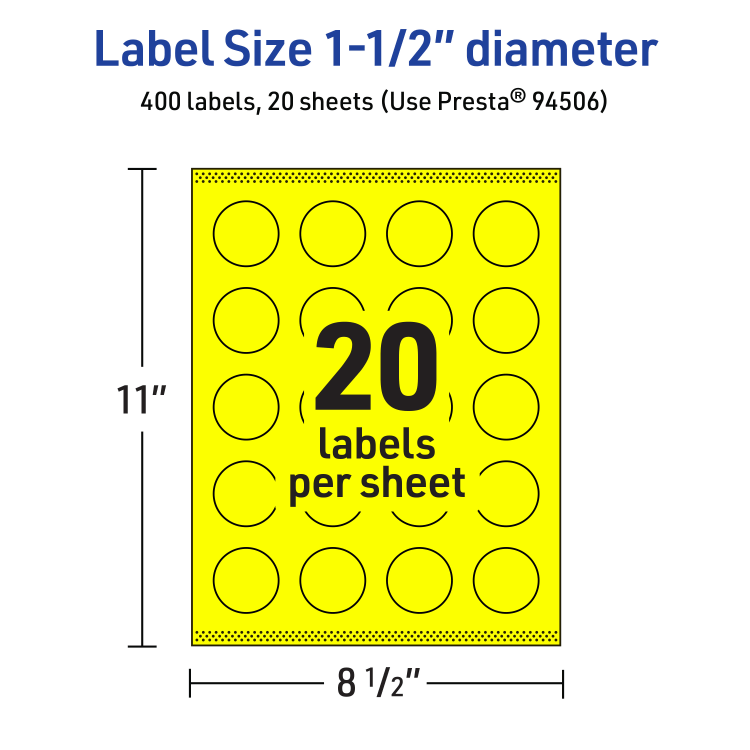 Avery Print-To-The-Edge Labels With Sure Feed Technology, 94506-NYP20, Round, 1-1/2in, Matte Neon Yellow, Pack of 400 - Image 6