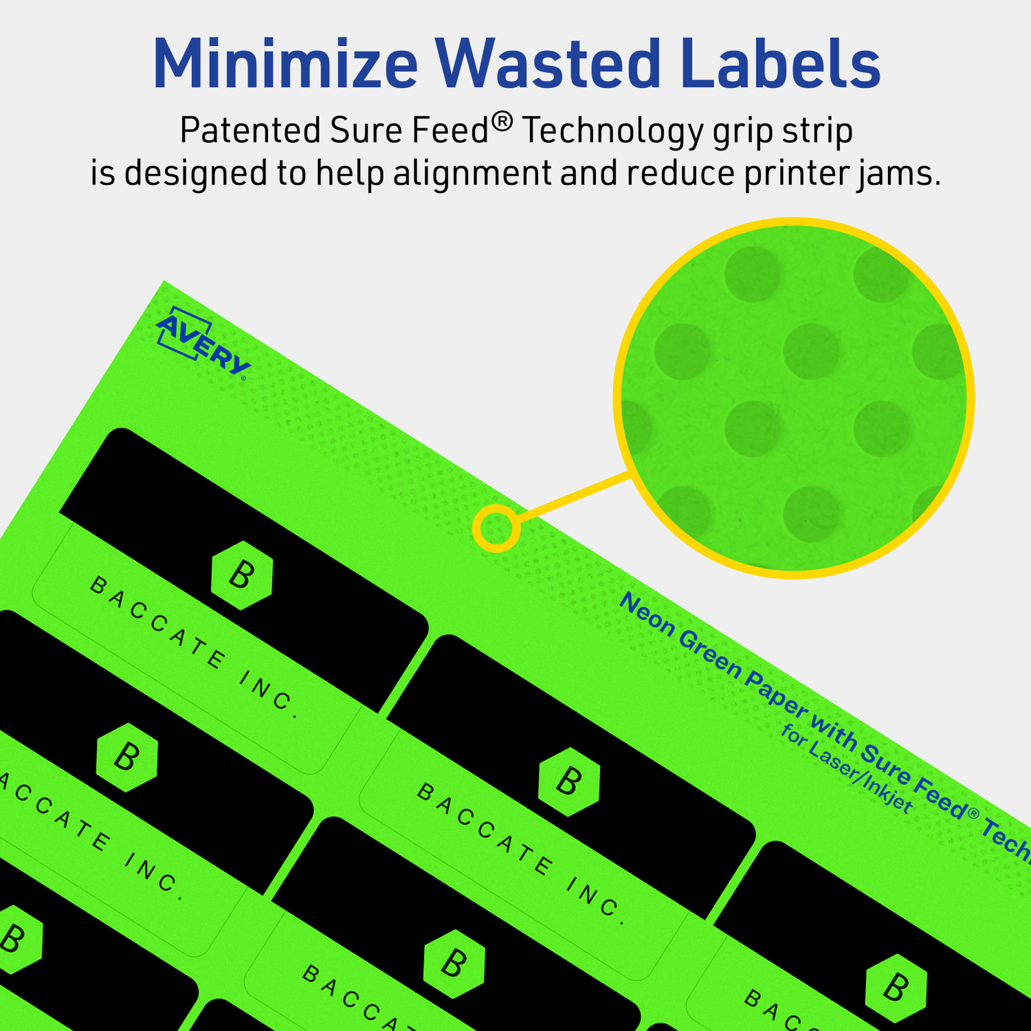Avery Print-To-The-Edge Labels With Sure Feed Technology And Easy Peel, 94227-NGP20, Rectangle, 1-1/4in x 2-3/8in, Matte Neon Green, Pack of 360 - Image 5