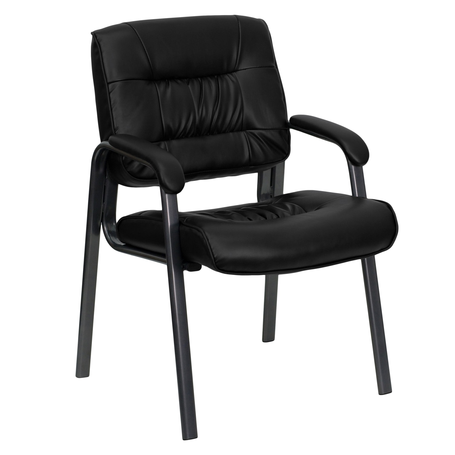 Flash Furniture LeatherSoft Executive Side Reception Chair with Powder Coated Frame, Black/Titanium Gray - Image 3