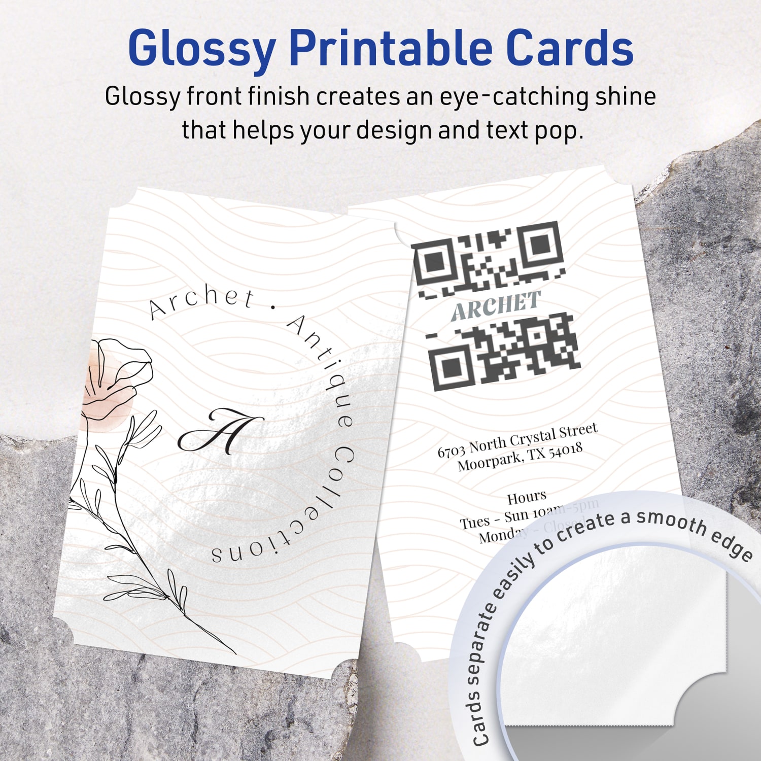 Avery Printable Postcards, 3-1/2in x 5in Rectangle Scalloped Edge, Glossy White, Pack Of 200 - Image 3