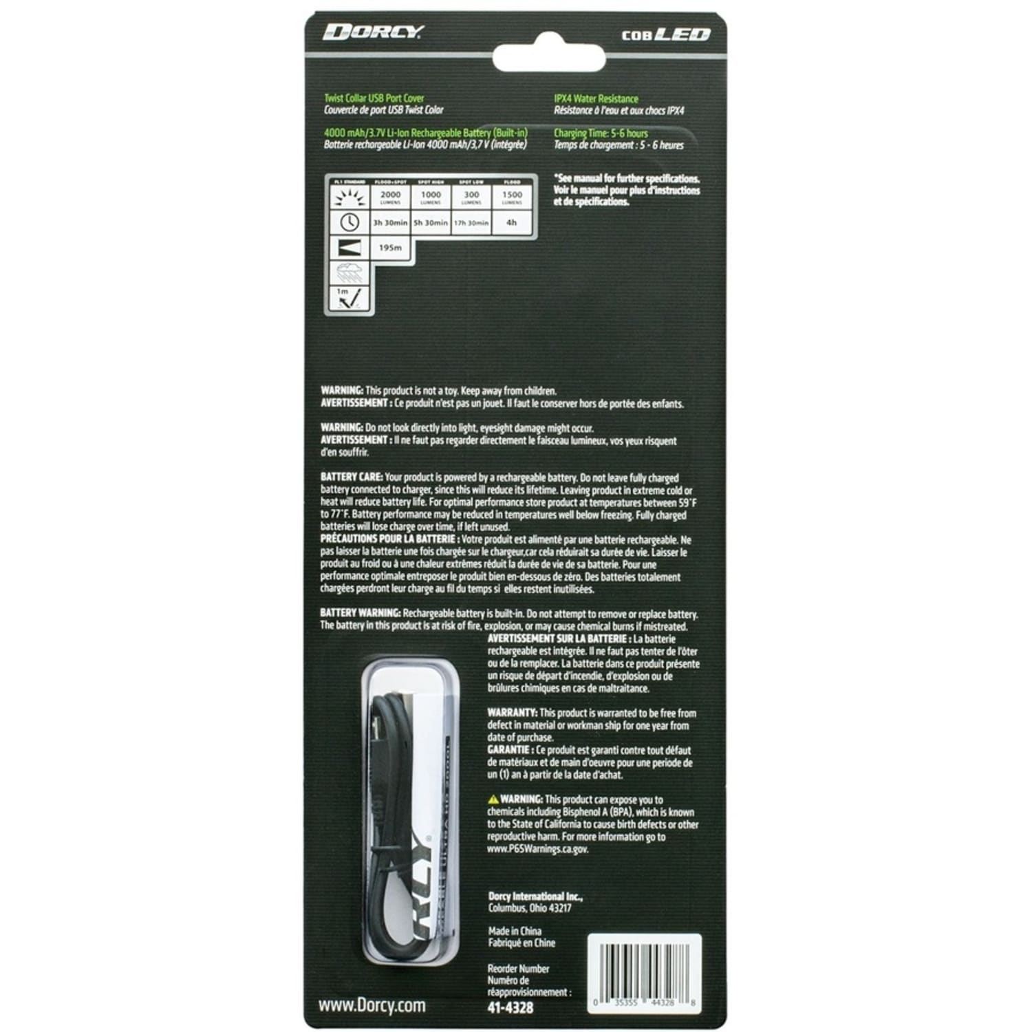 Dorcy 41-4328 2000 Lumen USB Rechargeable Flashlight/Powerbank - LED - 2000 lm Lumen - 2 - Lithium Ion (L - 414328 - Image 3