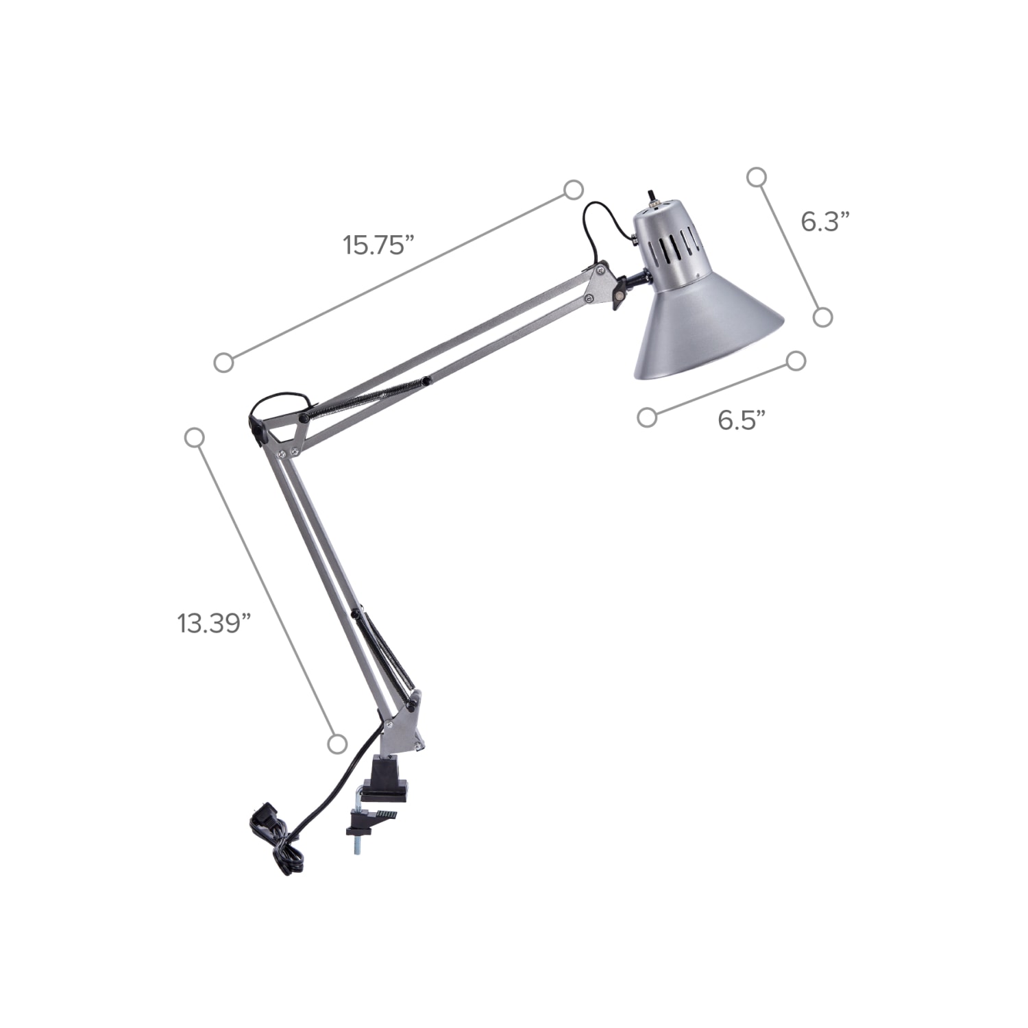 Bostitch Swing Arm LED Desk Lamp With Clamp, 36inH, Black/Silver - Image 6