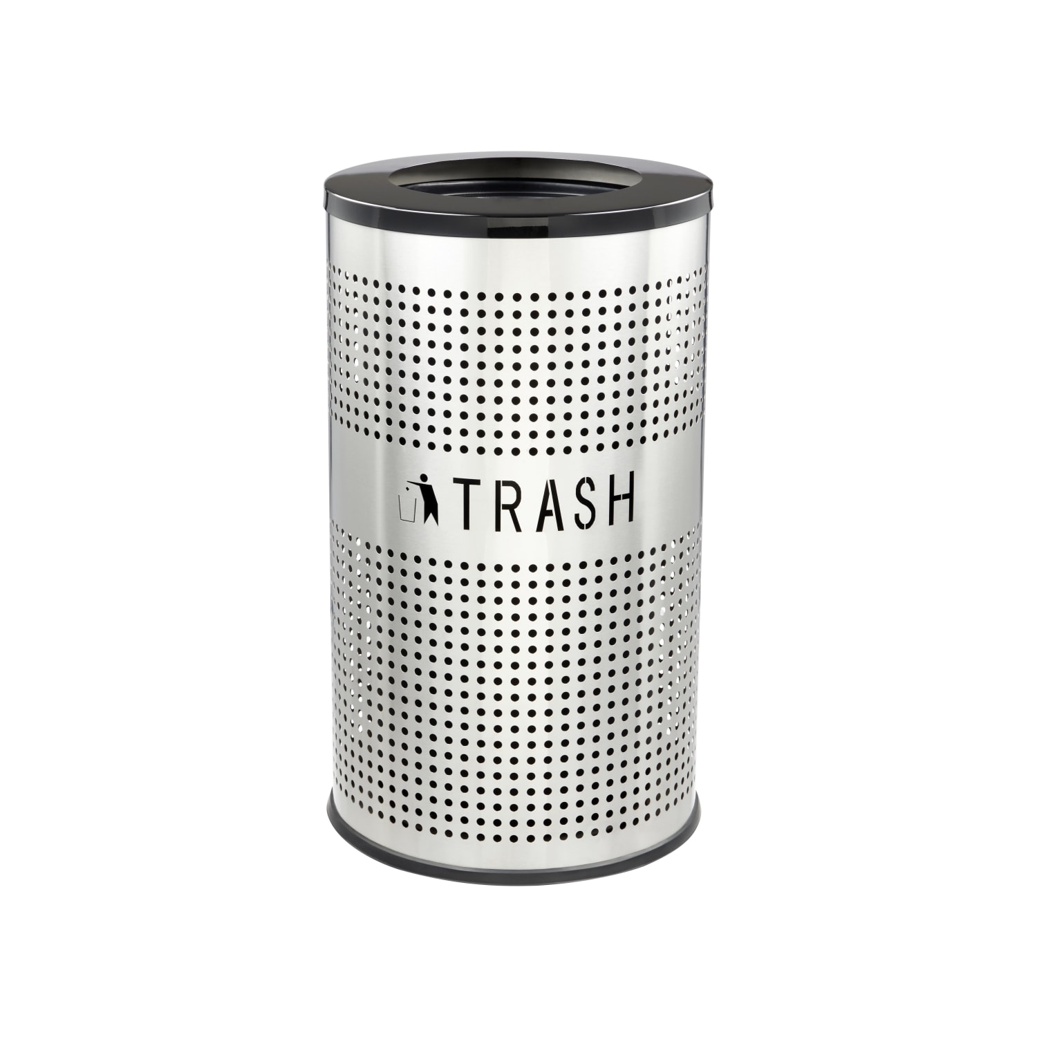 Alpine 26 Gallon Perforated Trash Can with Lid and Liner, Black