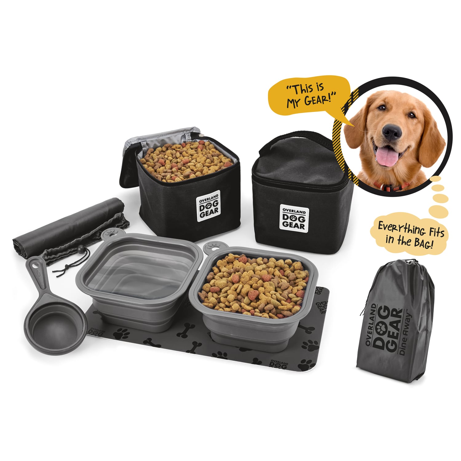 Mobile Dog Gear Dine Away Bag For Medium/Large Dogs, 9inH x 6-1/4inW x 21inD, Black - Image 4