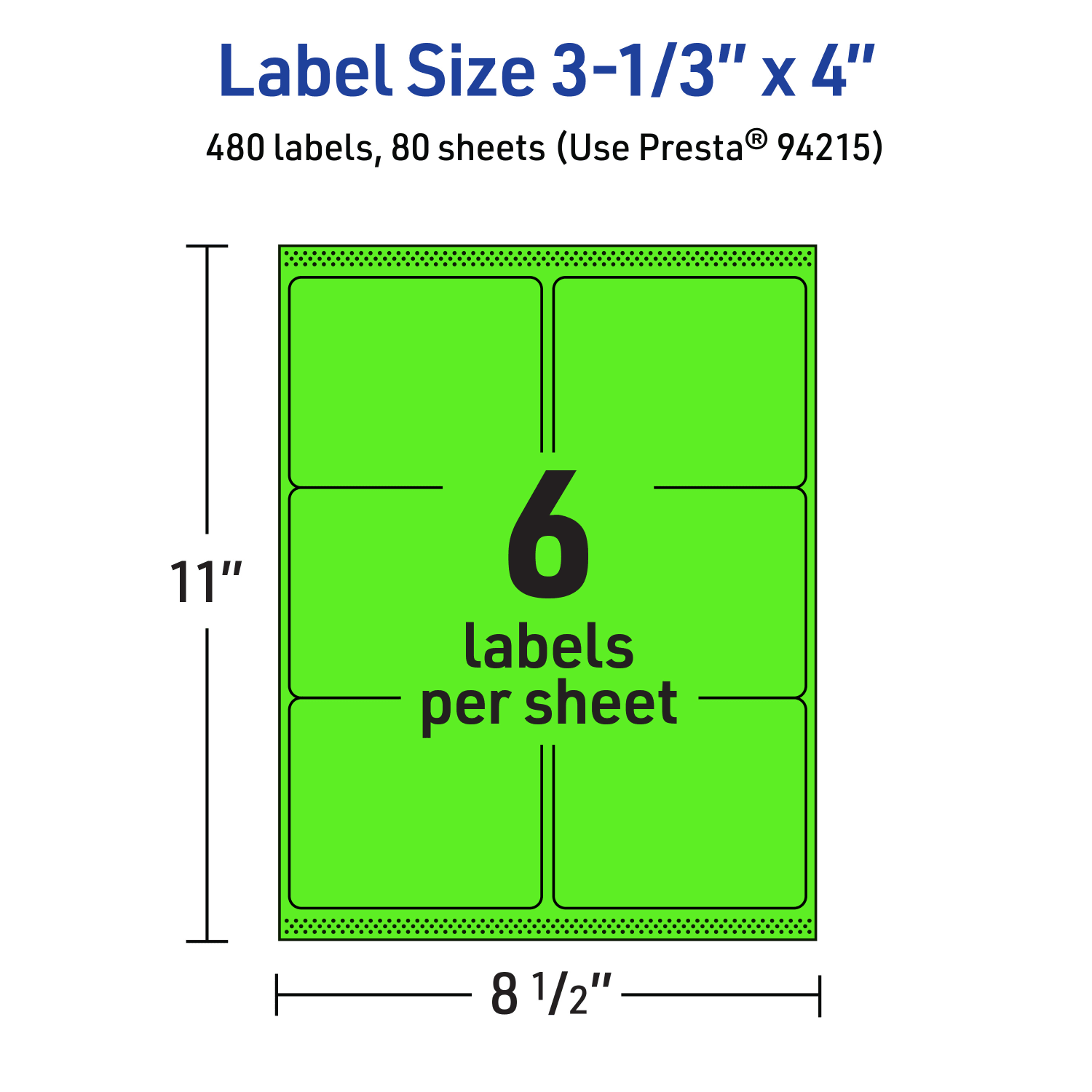 Avery Printable Labels With Sure Feed Technology, 94215-NGP80, Rectangle, 3-1/3in x 4in, Matte Neon Green, Pack of 480 - Image 6