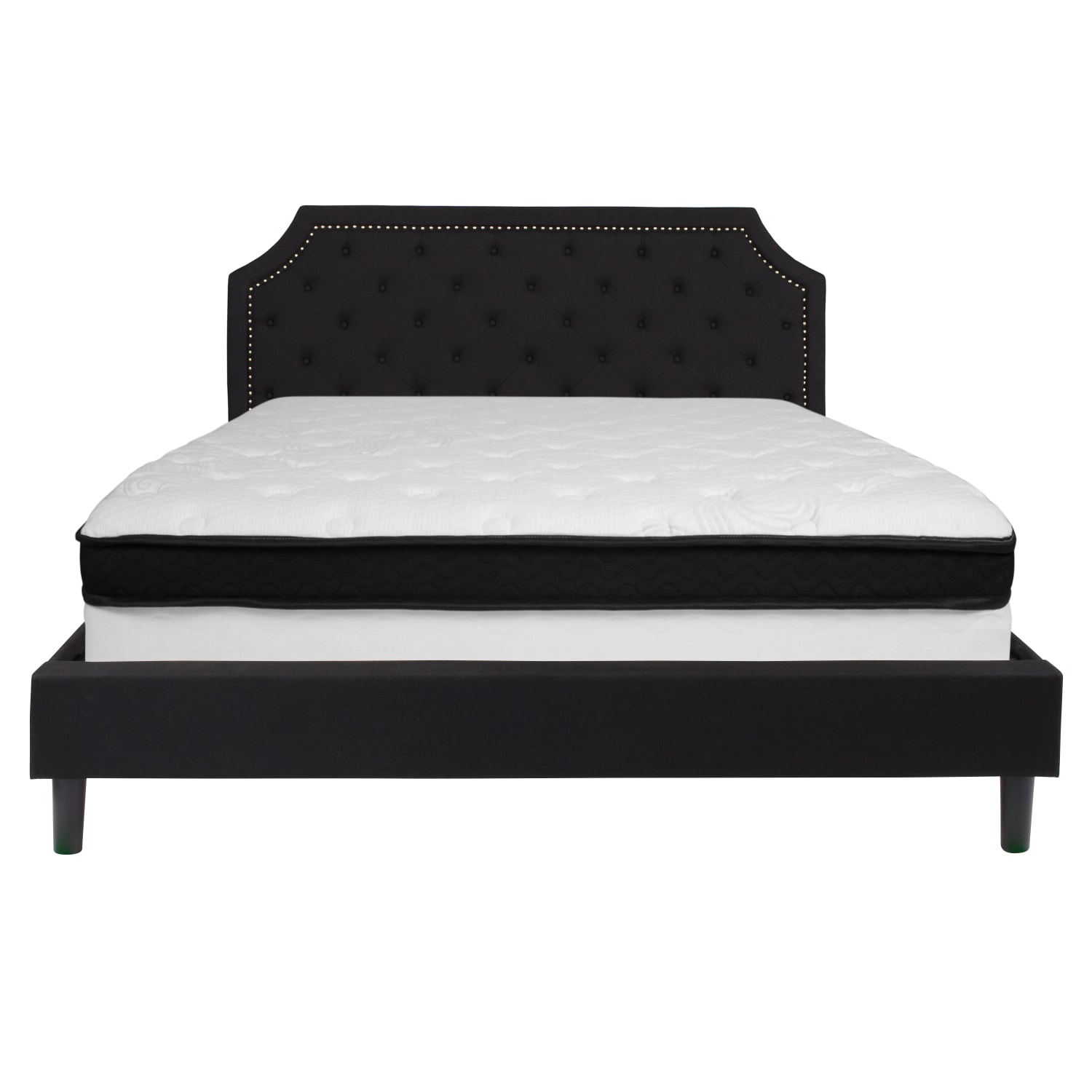 Flash Furniture Brighton Arched Tufted Upholstered Platform Bed And Memory Foam Pocket Spring Mattress, King, Black - Image 6