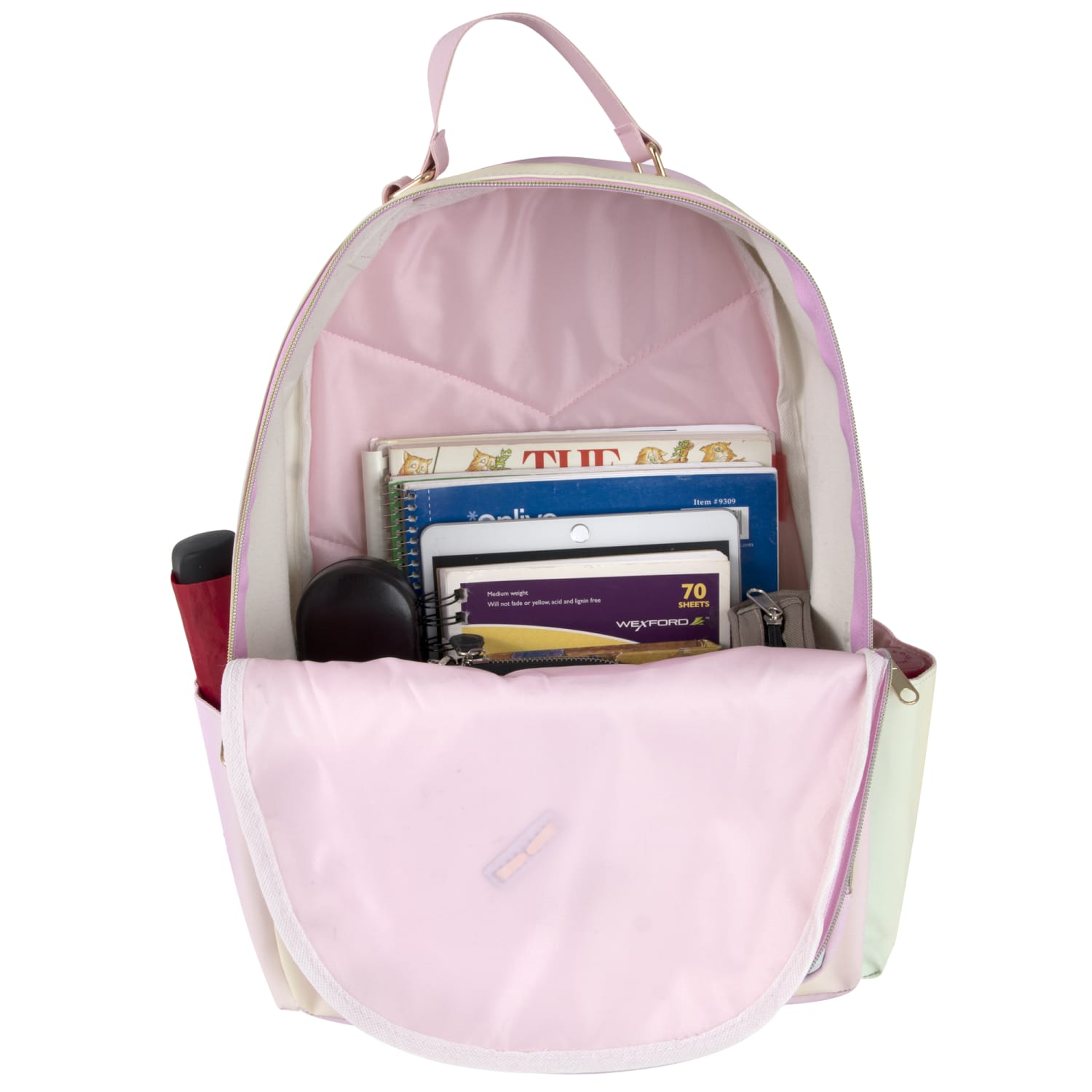 Trailmaker Emma & Chloe Vegan Leather Backpack, Pink/Plaid - Image 4