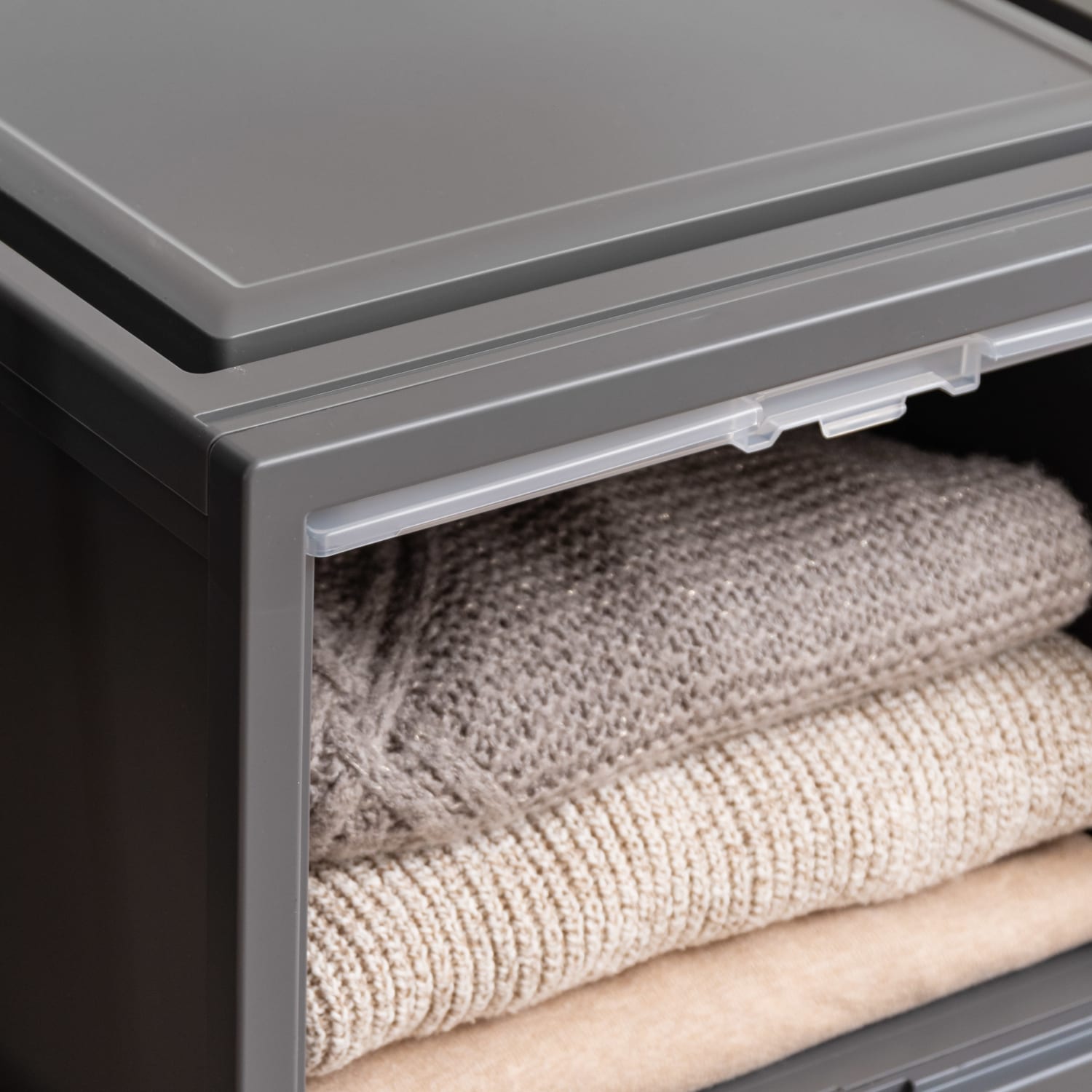 Iris Storage Bin With Sliding Door, 14-1/4in x 16-1/8in, Gray - Image 4