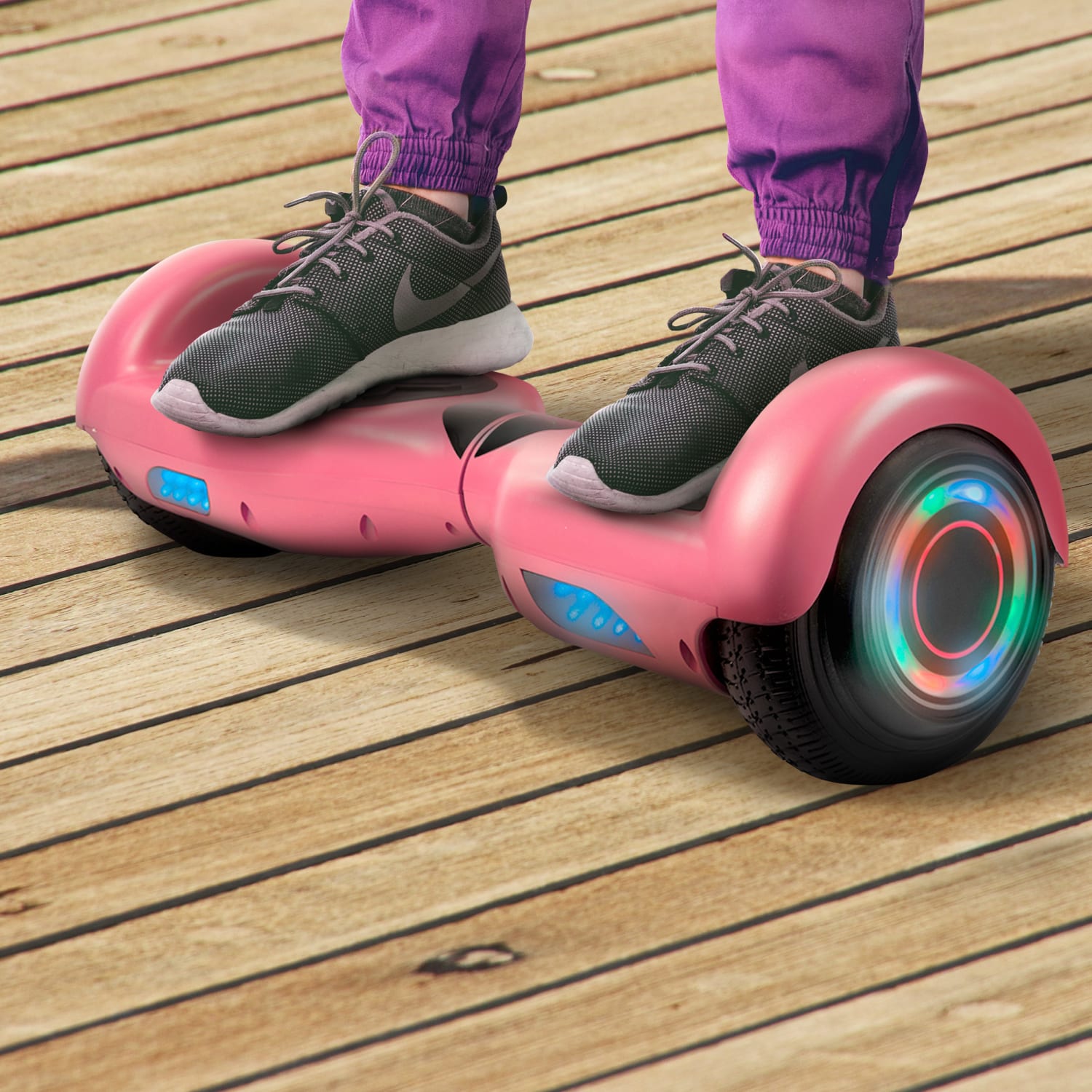 AOB Hoverboard With Bluetooth Speakers, 7inH x 27inW x 7-5/16inD, Pink - Image 3