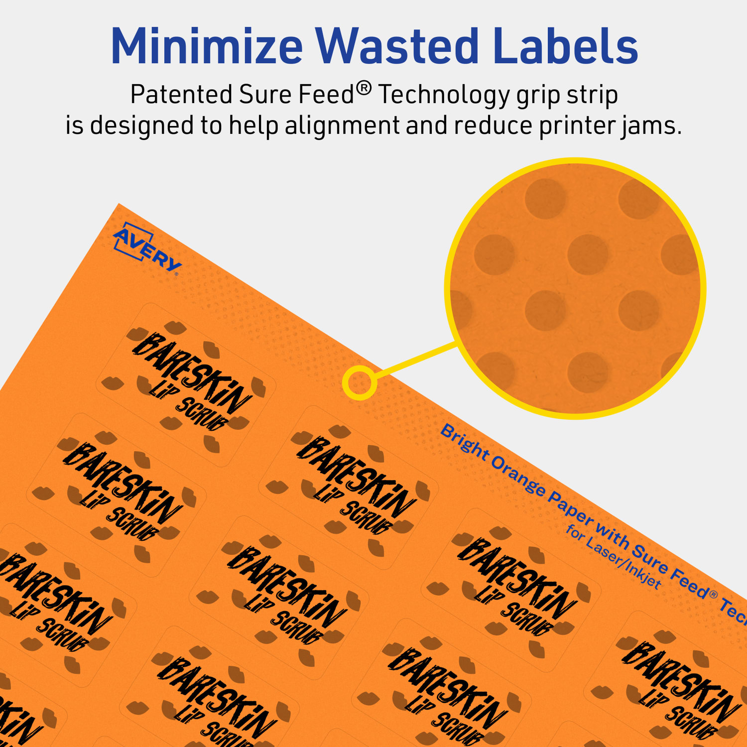 Avery Print-To-The-Edge Labels With Sure Feed Technology And Easy Peel, 94219-BOP80, Rectangle, 1in x 1-1/2in, Matte Bright Orange, Pack of 2560 - Image 5