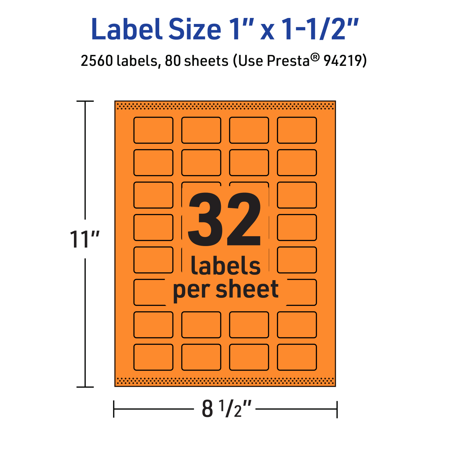 Avery Print-To-The-Edge Labels With Sure Feed Technology And Easy Peel, 94219-BOP80, Rectangle, 1in x 1-1/2in, Matte Bright Orange, Pack of 2560 - Image 6