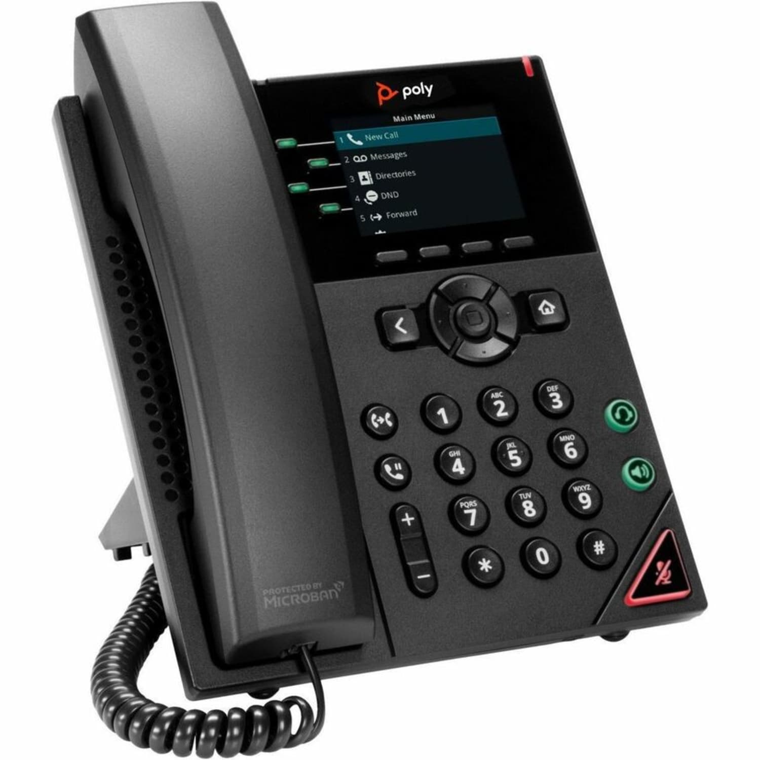 Poly VVX 250 IP Phone, Corded, Corded, Desktop, Wall Mountable, Black, VoIP, 2 x Network (RJ-45), PoE Ports, 89B62AAAC3 - Image 3