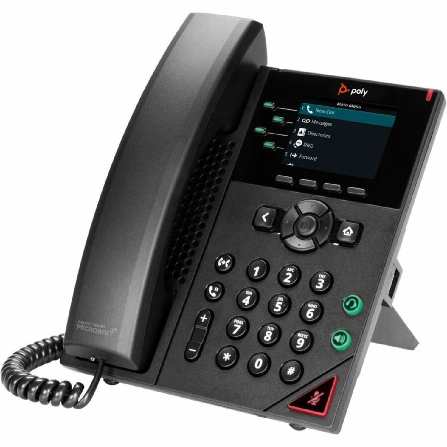 Poly VVX 250 IP Phone, Corded, Corded, Desktop, Wall Mountable, Black, VoIP, 2 x Network (RJ-45), PoE Ports, 89B62AAAC3 - Image 4