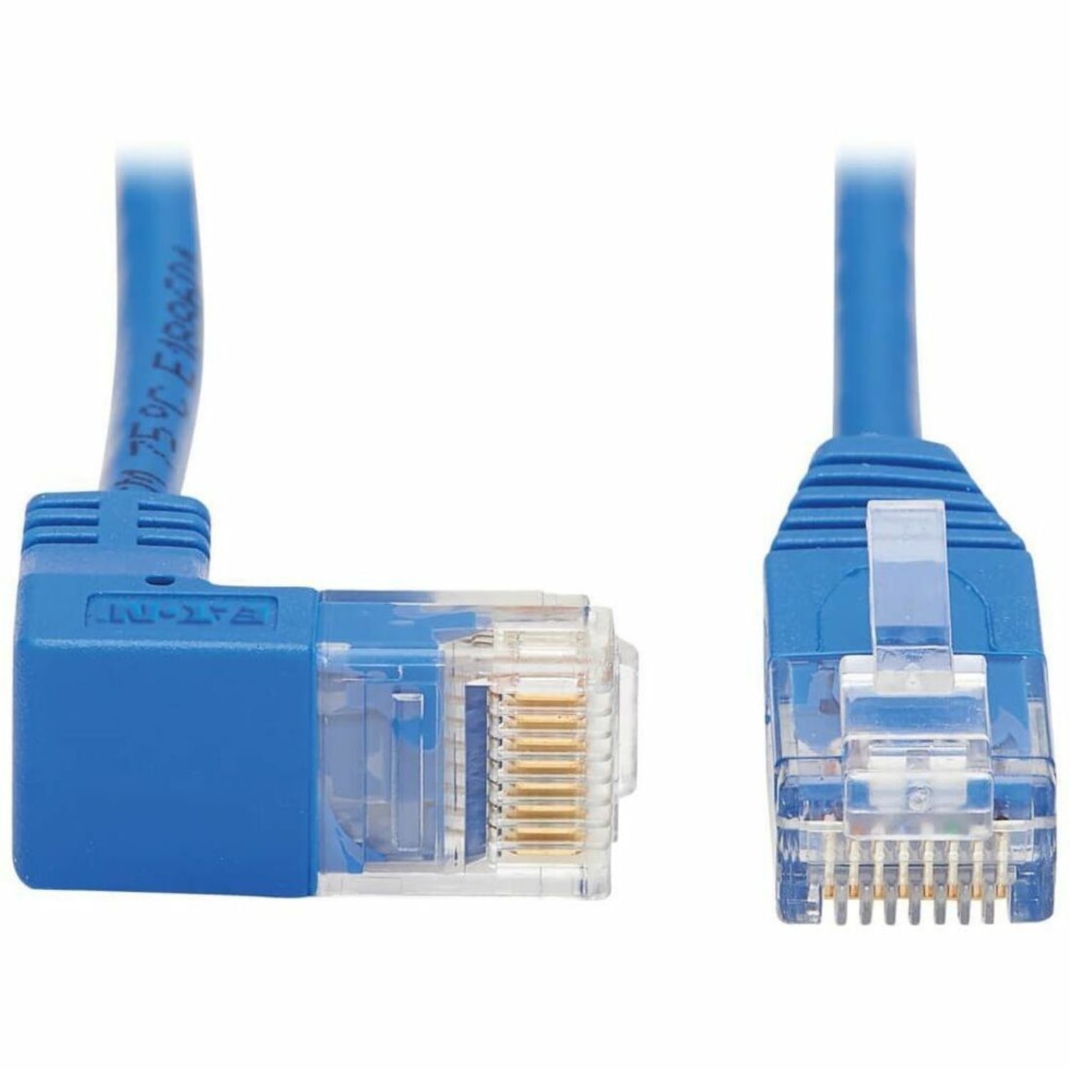 Tripp Lite Cat6 Ethernet Cable Down Right Angled Slim Molded M/M Blue 7ft - First End: 1x RJ-45 Male Network - N204S07BLDN