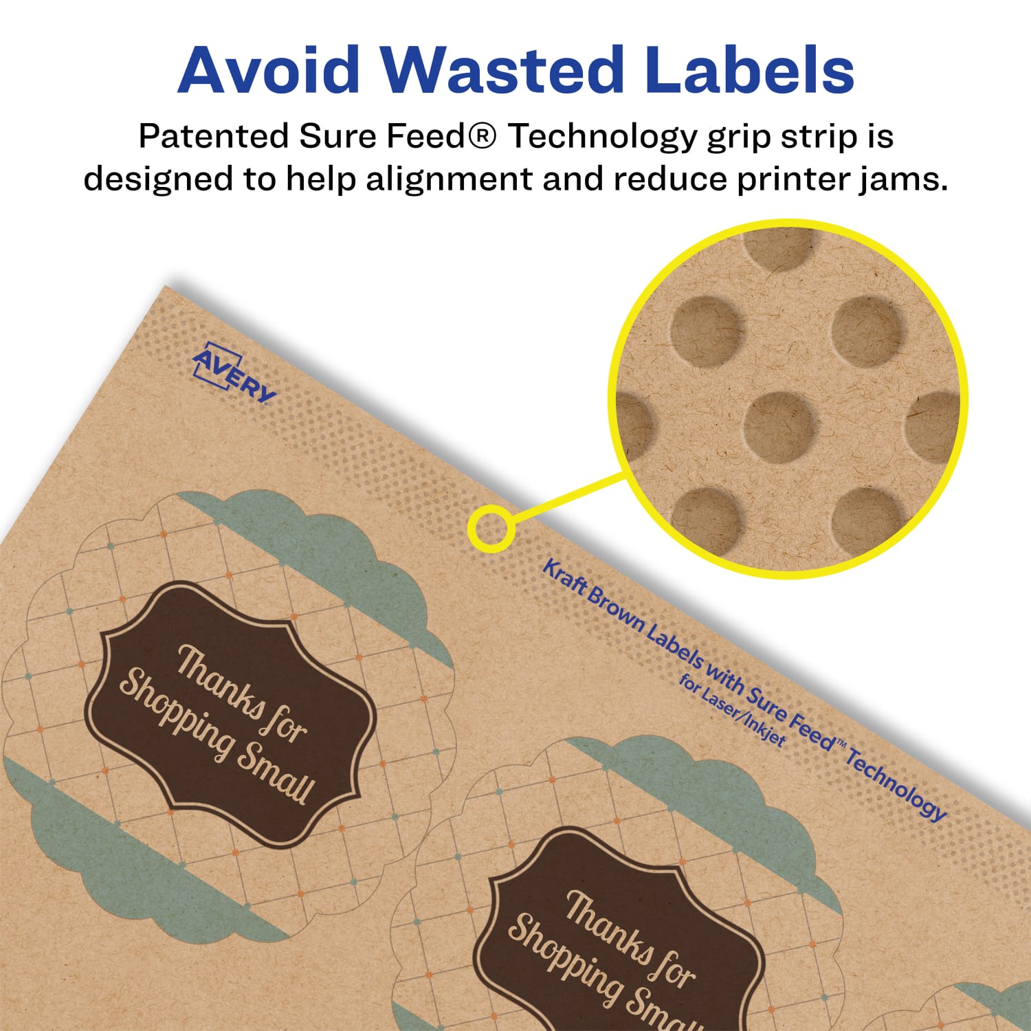 Avery Kraft Permanent Labels With Sure Feed, 94516-KMP100, Round Scalloped, 2-1/2in Diameter, Brown, Pack Of 900 - Image 5